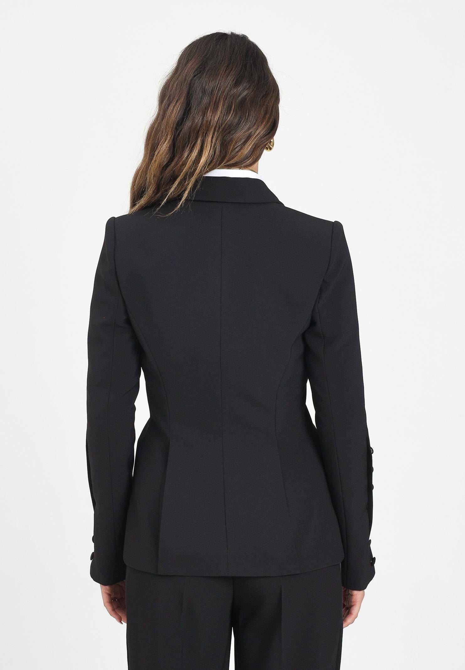 ELISABETTA FRANCHI Giacca monopetto nera da donna in crêpe leggero GI15456E2 110 ELISABETTA FRANCHI