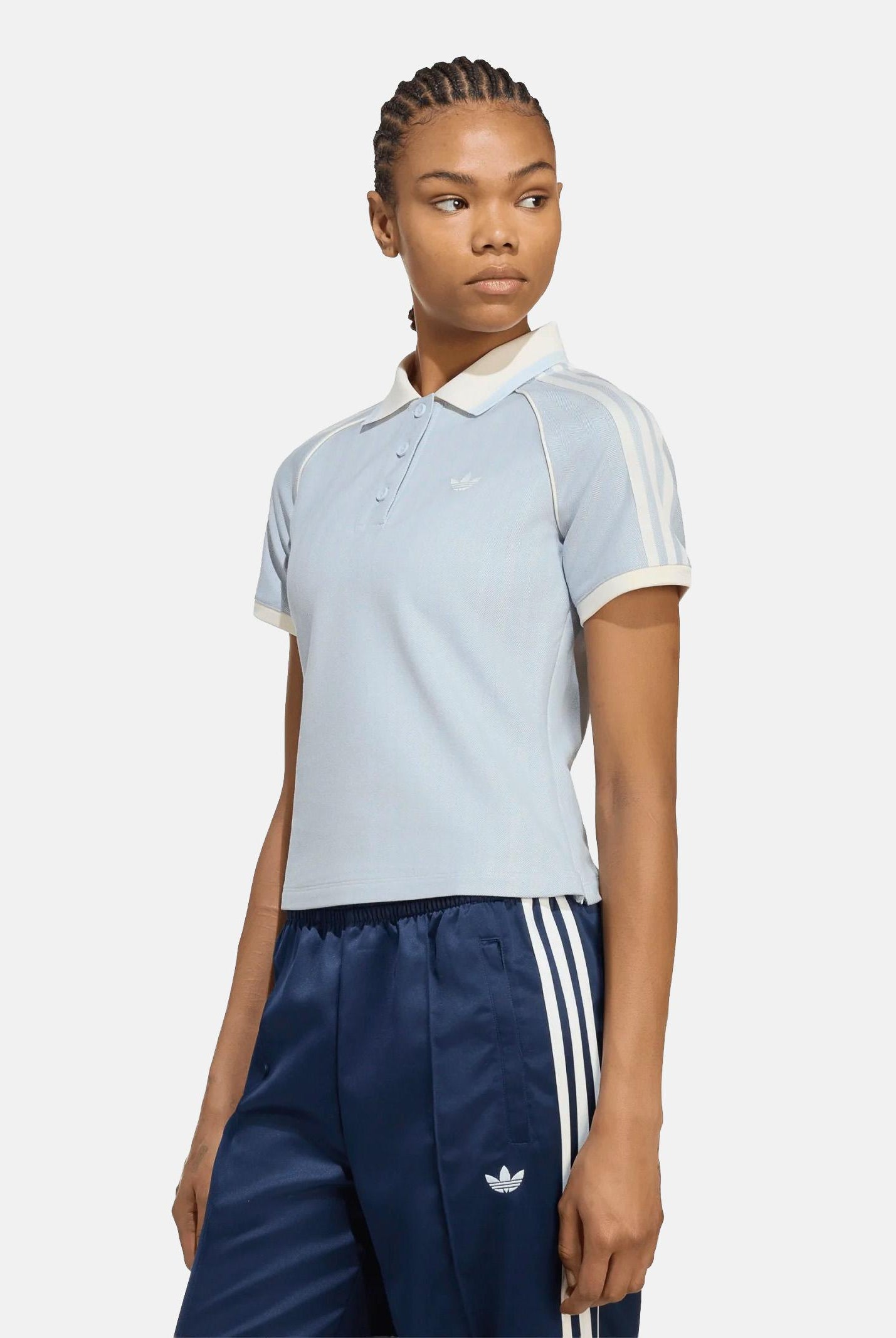 ADIDAS ORIGINALS Polo a manica corta TWEED azzurra da donna KX1872 . ADIDAS ORIGINALS