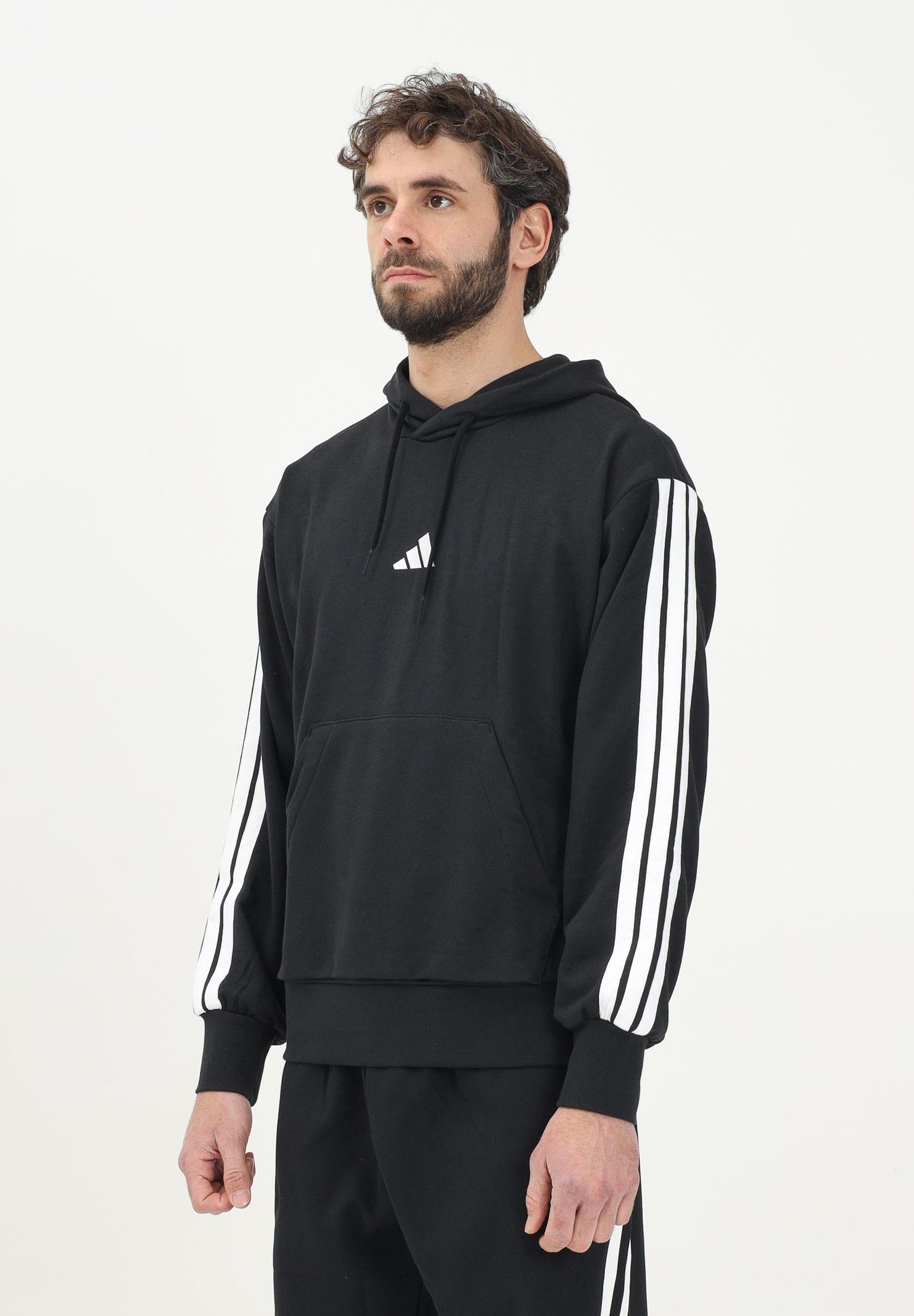 ADIDAS PERFORMANCE Felpa con cappuccio Essentials 3 Stripes nera da uomo JD1874 . ADIDAS PERFORMANCE