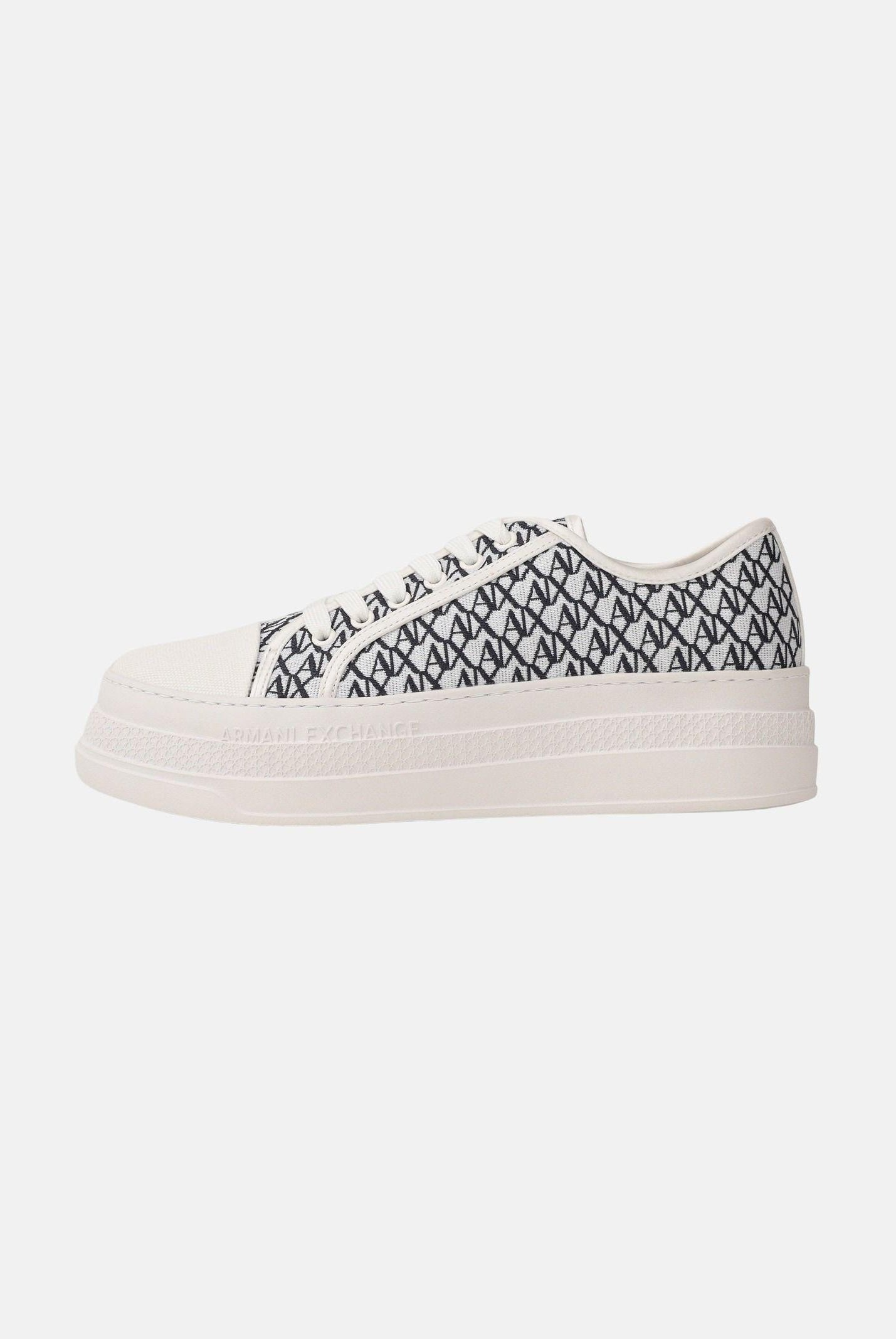 ARMANI EXCHANGE Sneakers panna e blu da donna con motivo all-over A|X XW002786AF23055 MZ266 ARMANI EXCHANGE