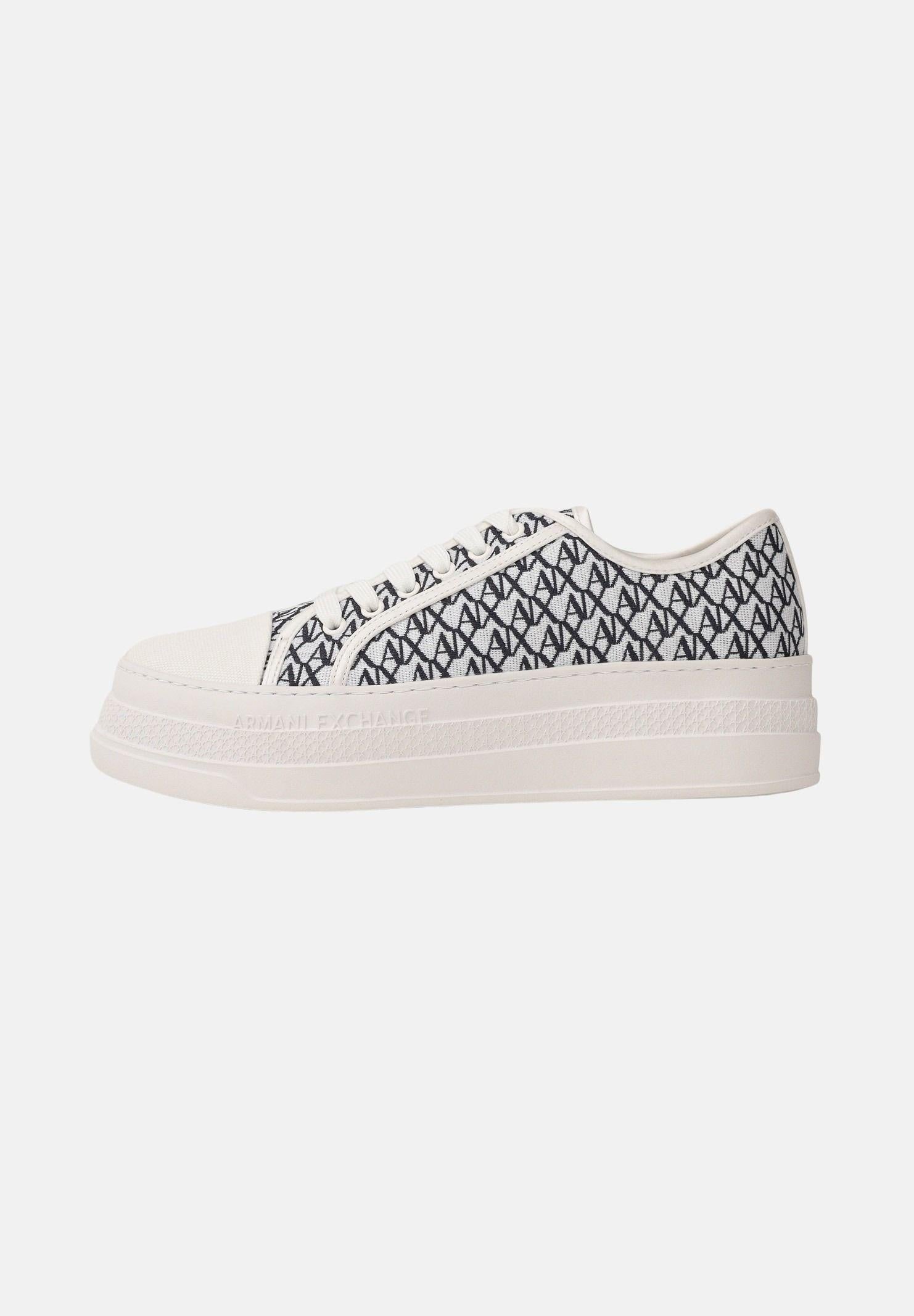 ARMANI EXCHANGE Sneakers panna e blu da donna con motivo all-over A|X XW002786AF23055 MZ266 ARMANI EXCHANGE