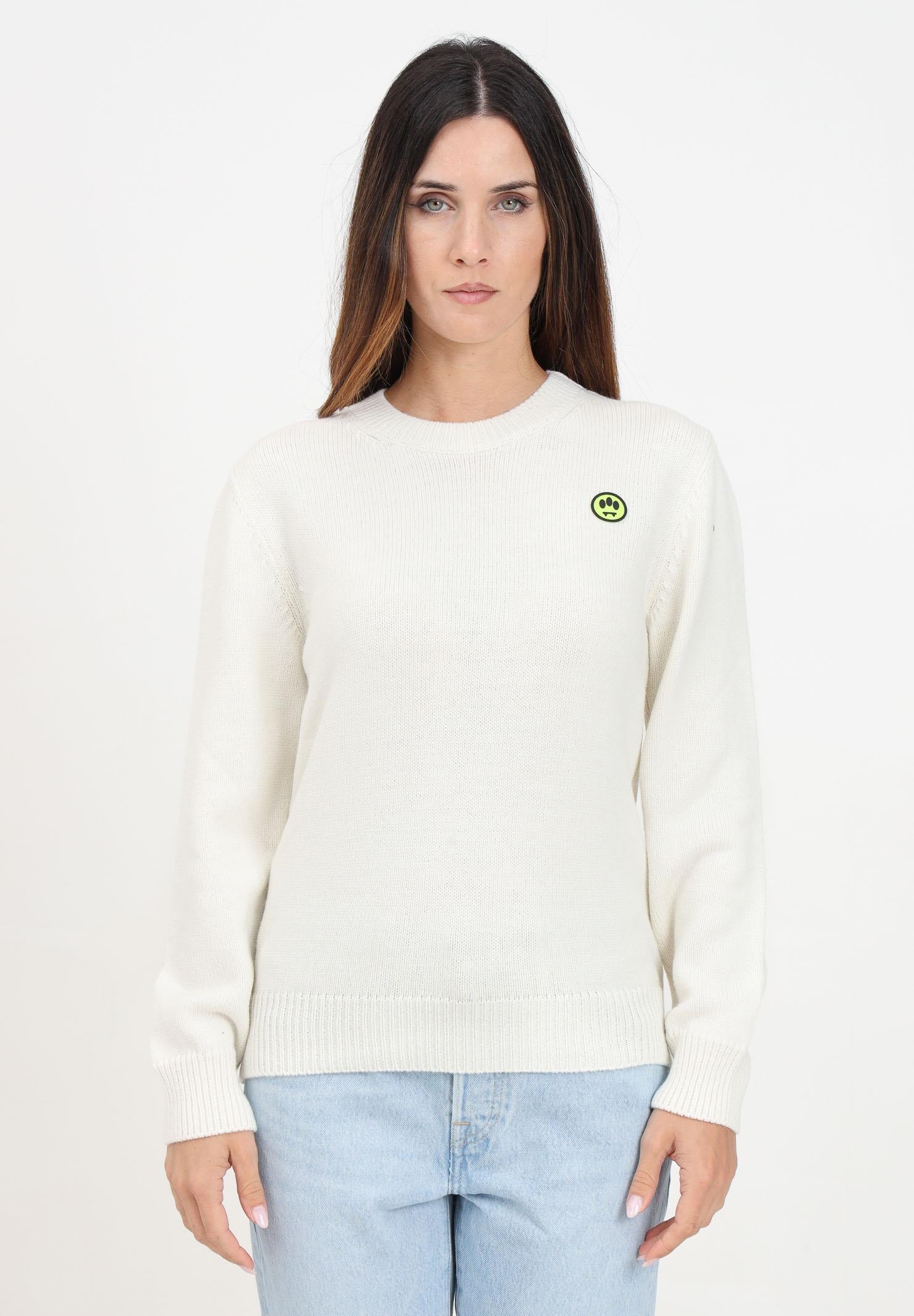 Maglioncino girocollo panna per donna e bambina rifinito da patch logo F4BKJUJP138 13 BARROW