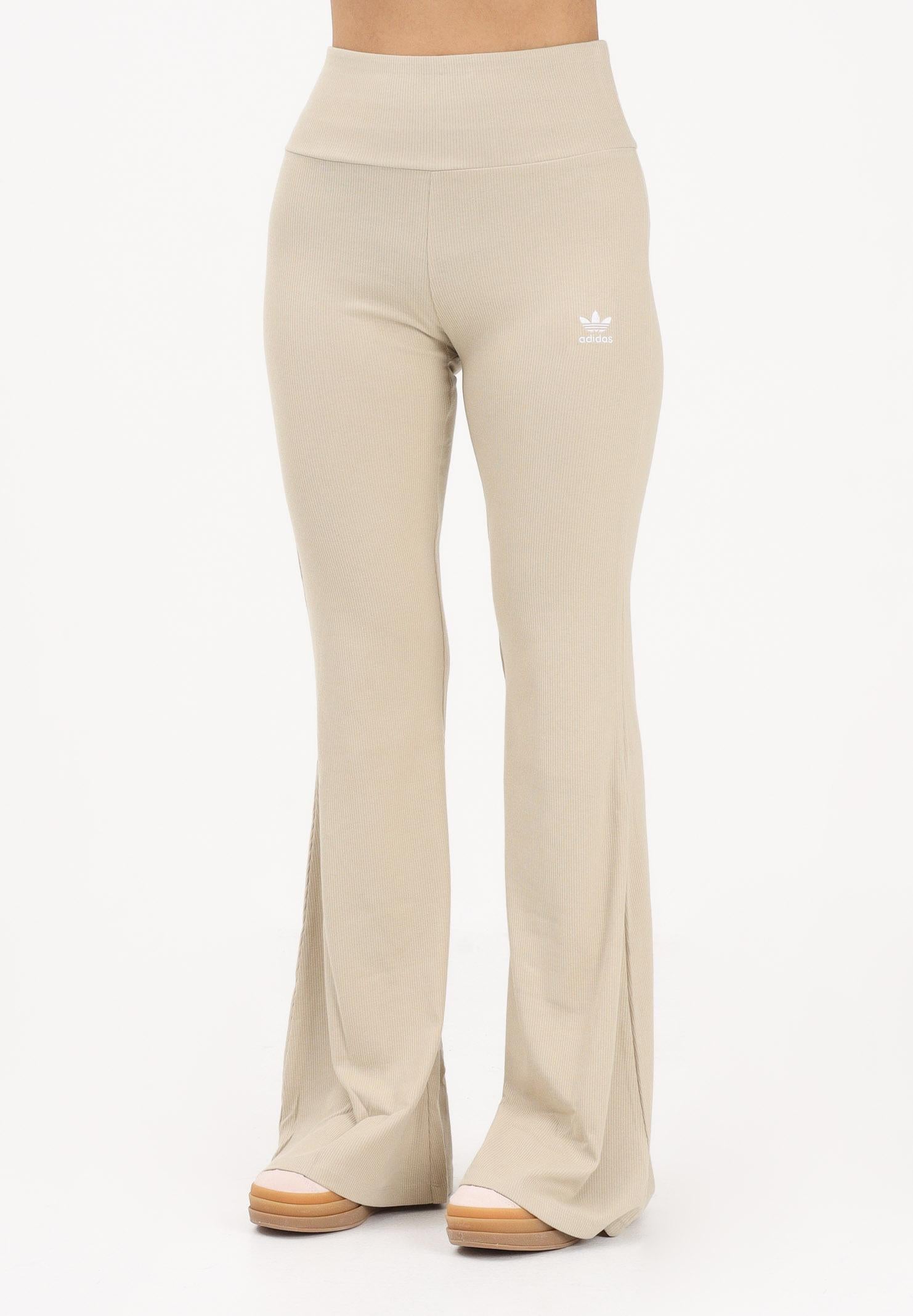 ADIDAS ORIGINALS Leggings Essentials Rib Flared beige da donna KD3850 . ADIDAS ORIGINALS