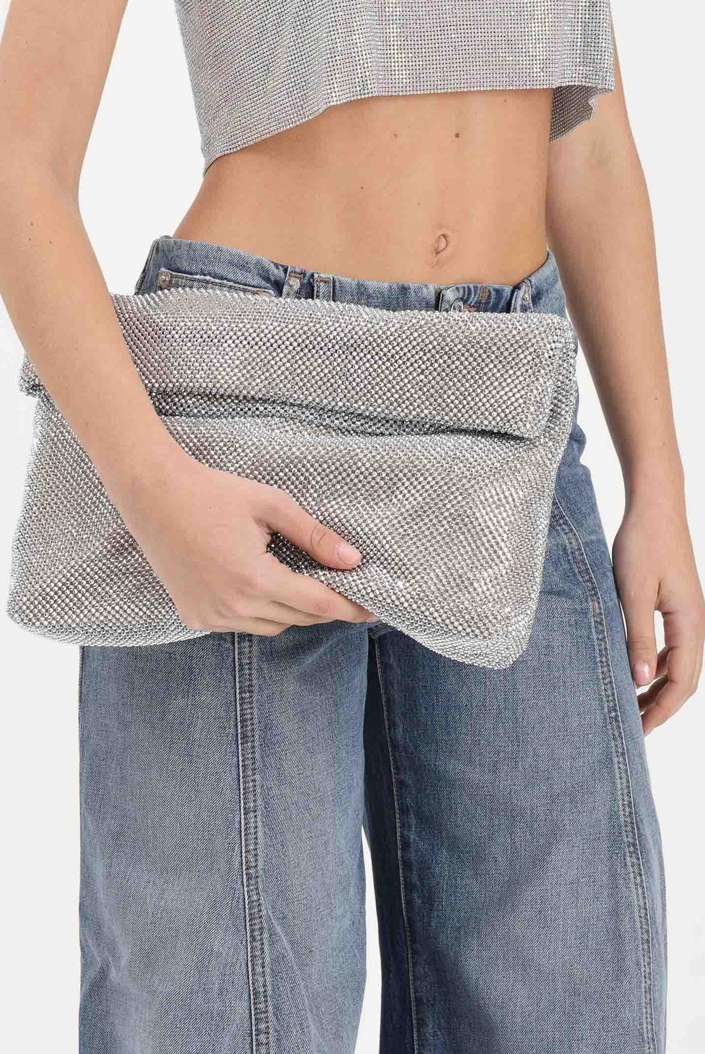 TWENTY FOURHAITCH Pochette argento donna da donna con micro strass LB1006962P ARG TWENTY FOURHAITCH