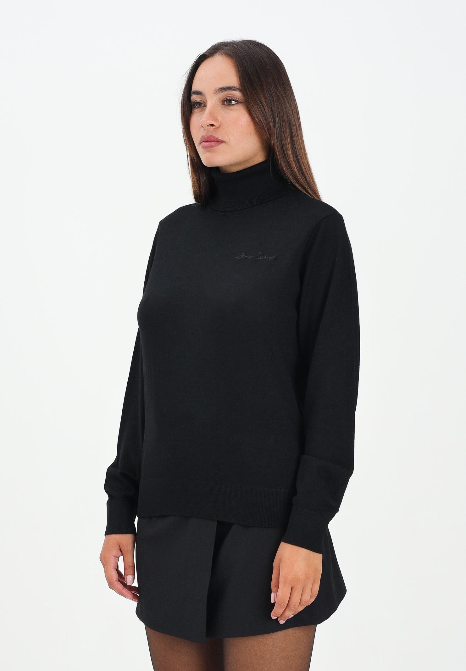 ARMANI EXCHANGE Maglioncino a collo alto nero da donna con ricamo logo XW001440AF11896 UC001 ARMANI EXCHANGE