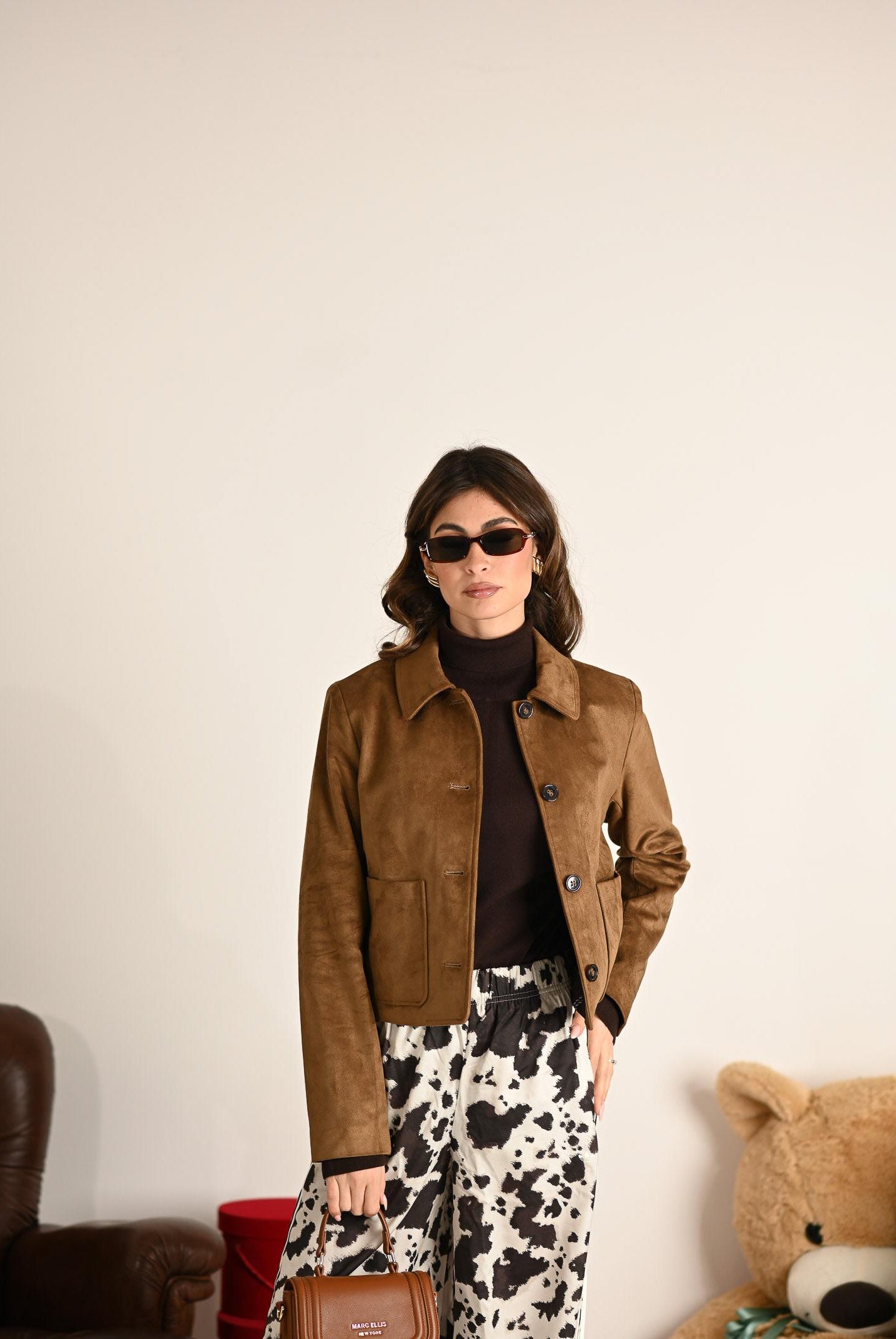 ONLY Giacca in tessuto effetto scamosciato color cammello da donna 15353152 Cognac ONLY