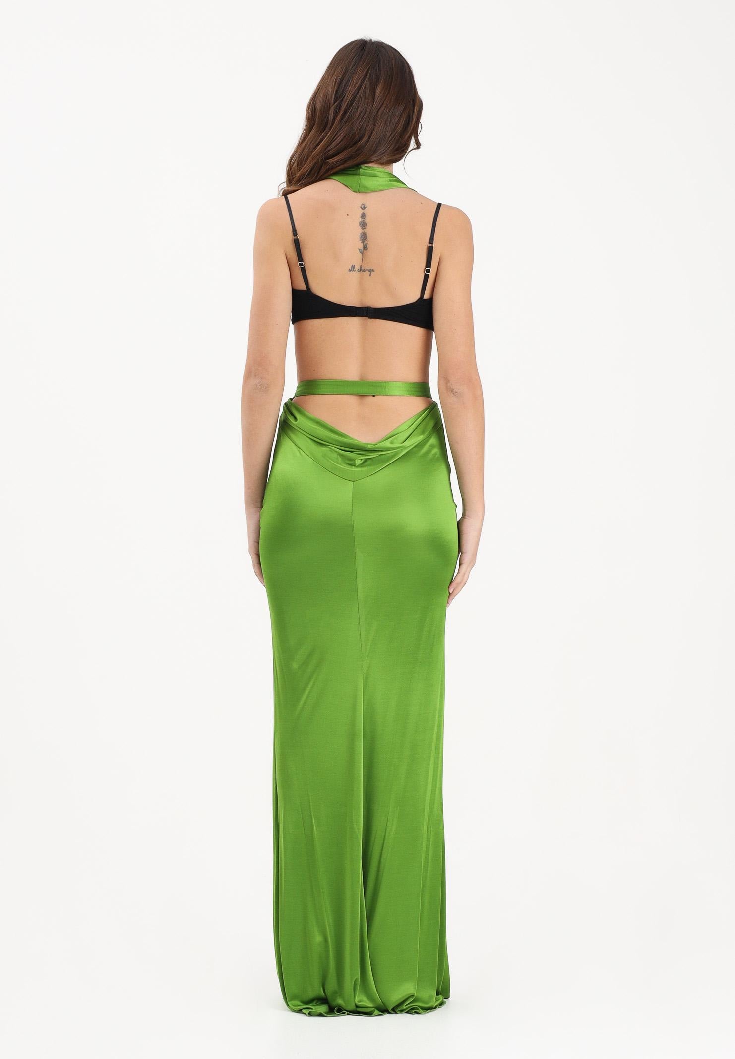 ELISABETTA FRANCHI Abito lungo verde da donna in jersey di viscosa lucida ABR1361E2 FA1 ELISABETTA FRANCHI