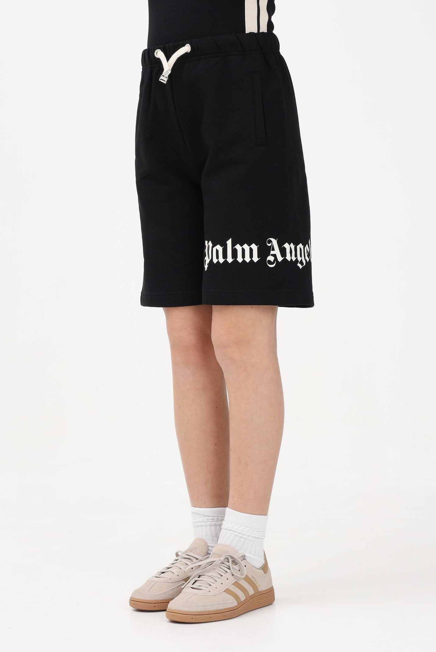 PALM ANGELS Shorts sportivo nero per donna, ragazzi e bambini con logo PBCI006S26FLE001 110 PALM ANGELS