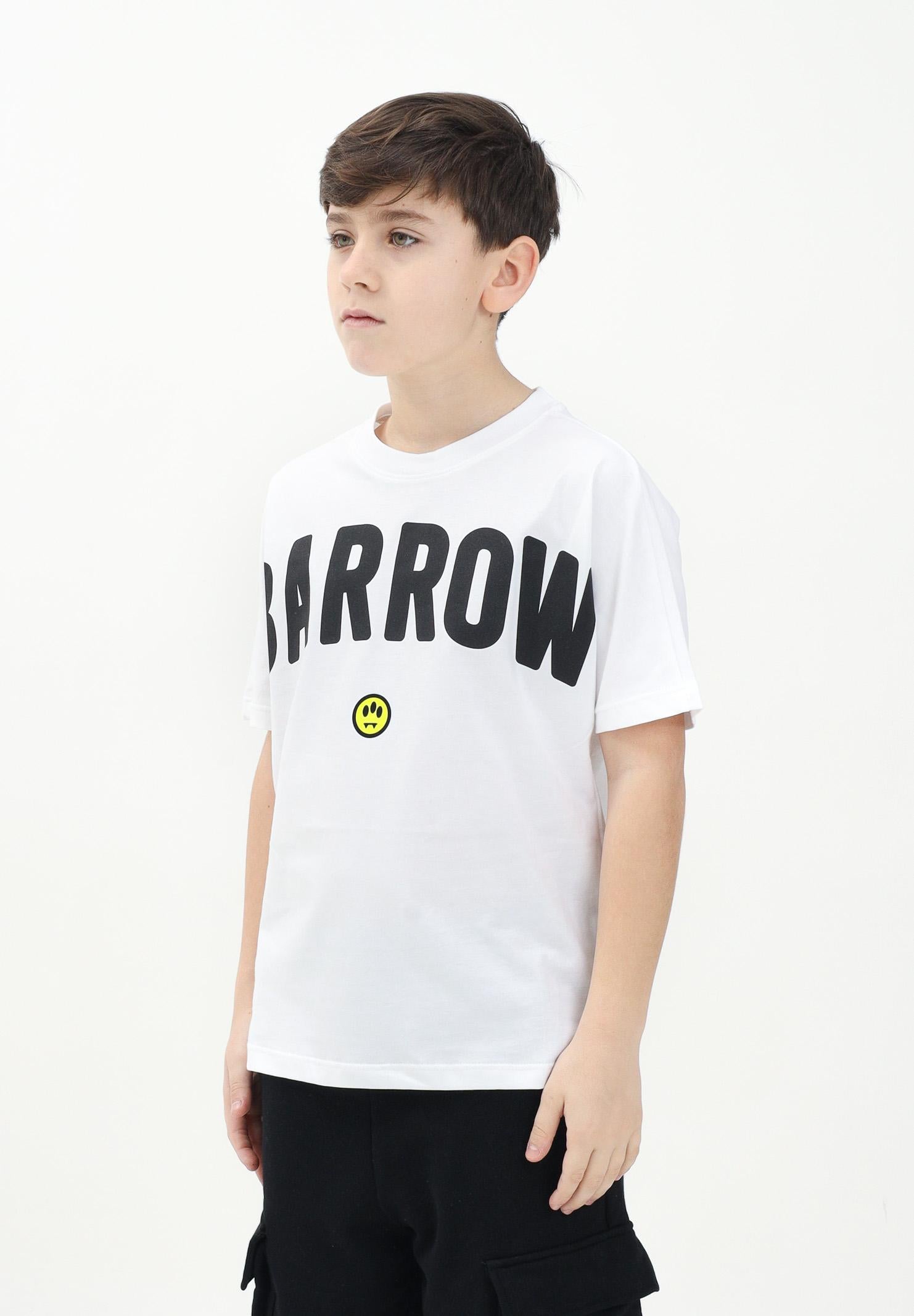 BARROW T-shirt a mainca corta bianca per donna, ragazzi e bambini con maxi stampa logo S5BKJUTH063 002 BARROW