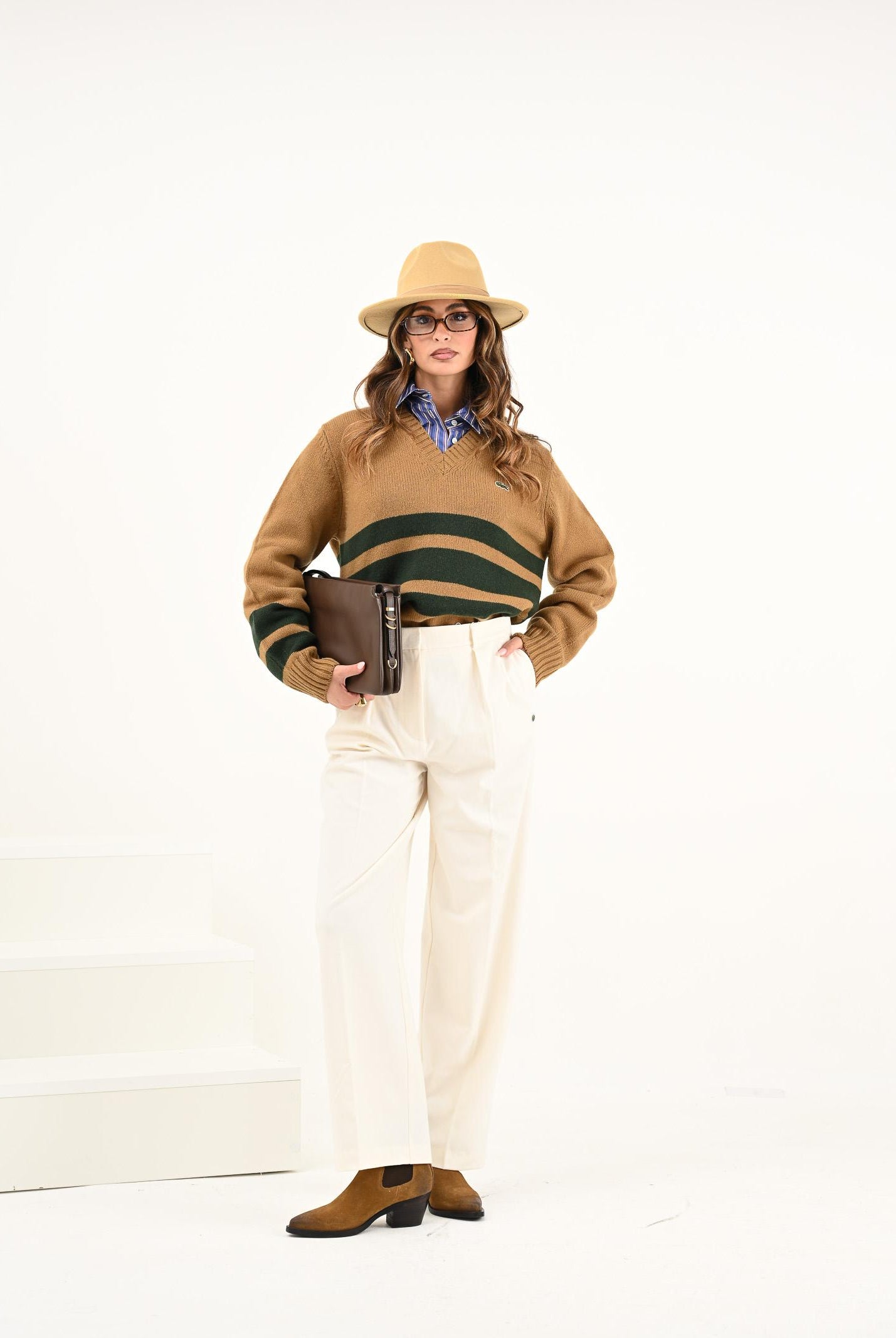 LACOSTE Maglioncino scollo a V cammello da uomo AH5180 9IQ LACOSTE