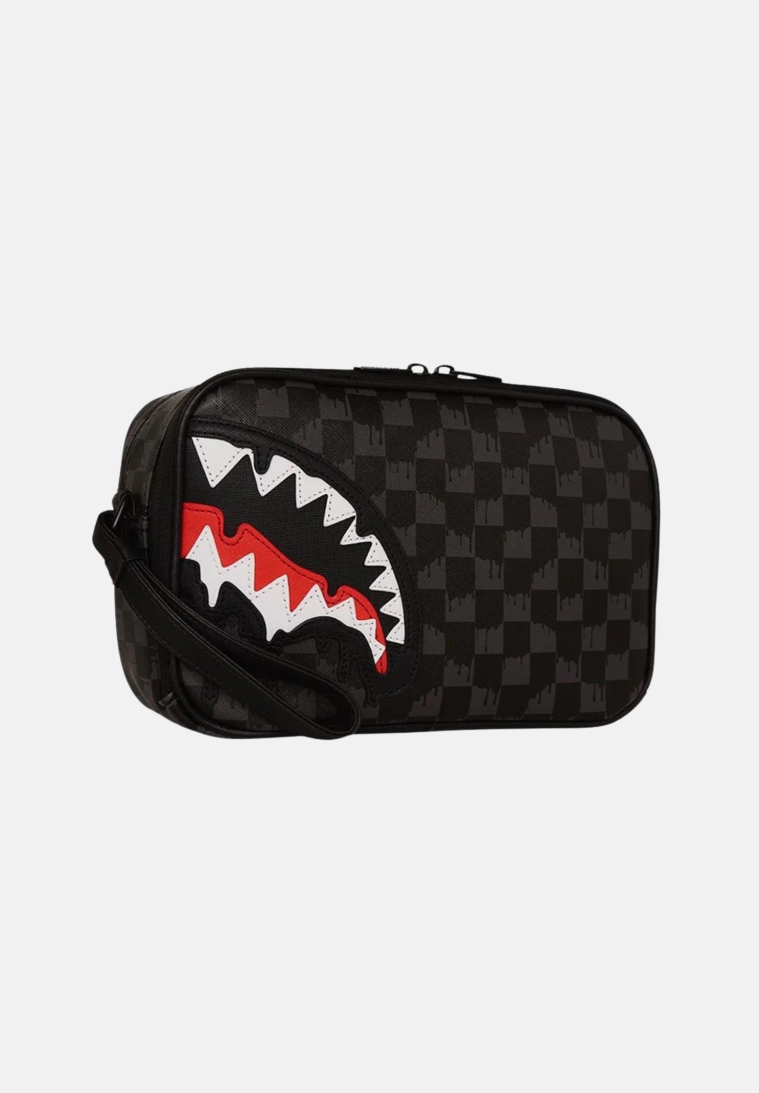 SPRAYGROUND Pochette Dripping Sharks In Paris nera per uomo e donna 910B7968NSZ . SPRAYGROUND