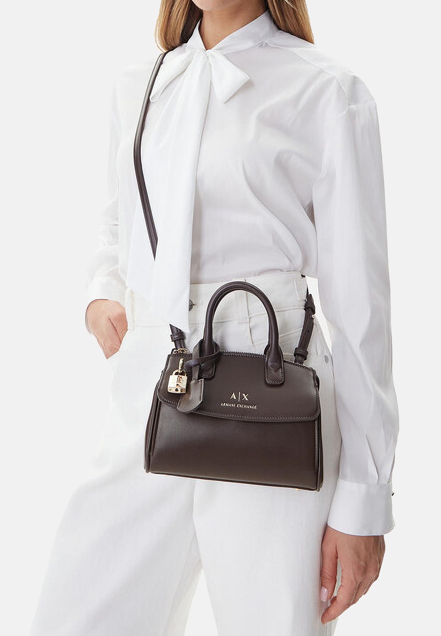 ARMANI EXCHANGE Borsa a mano marrone da donna con lucchetto XW000395AF12040 U6304 ARMANI EXCHANGE