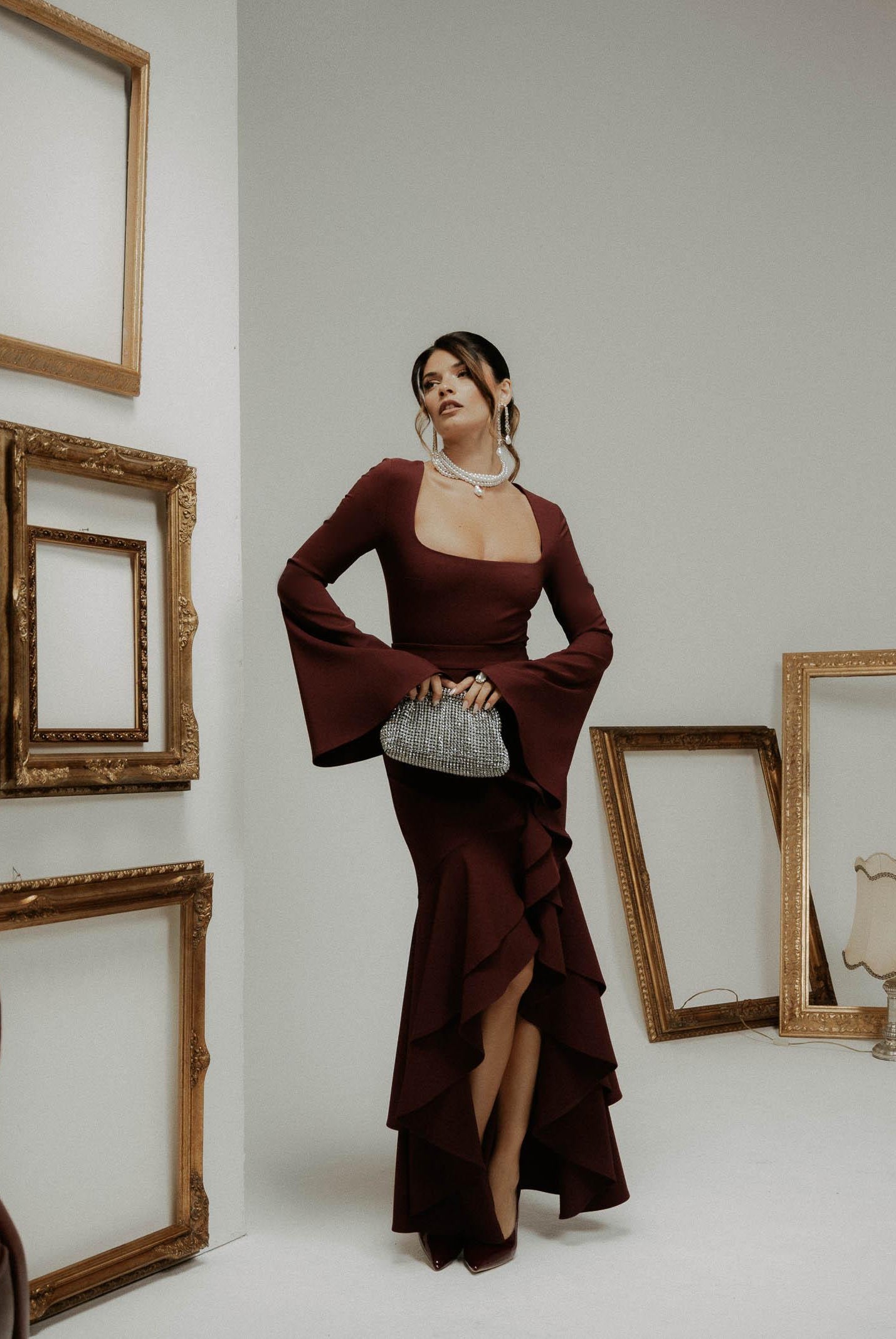 SANTAS Gonna lunga ÉLAN bordeaux da donna PV2606 PR SANTAS