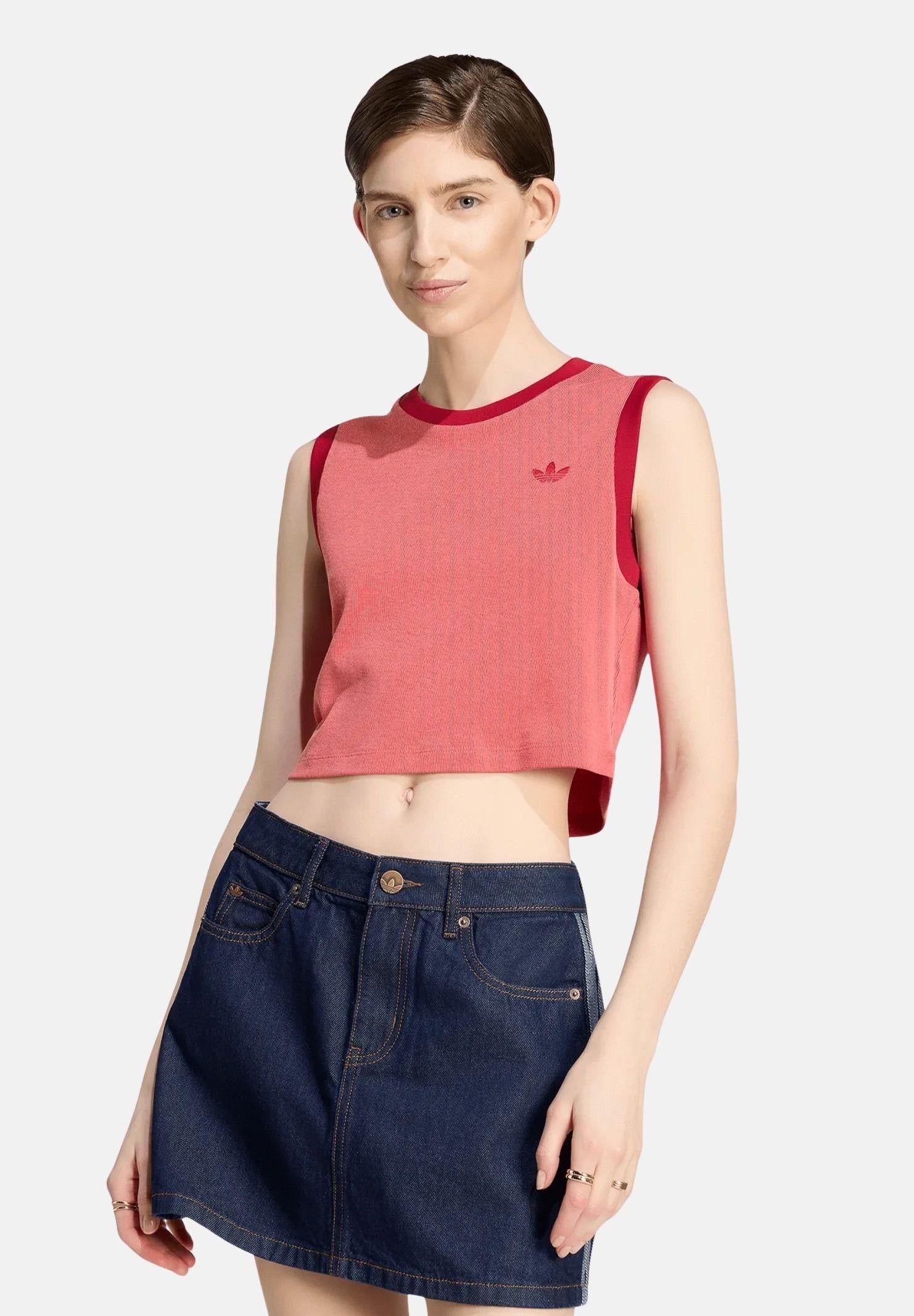 ADIDAS ORIGINALS Top cropped Heather Tank Team Victory Red Preloved Scarlet rosso da donna KS9954 . ADIDAS ORIGINALS