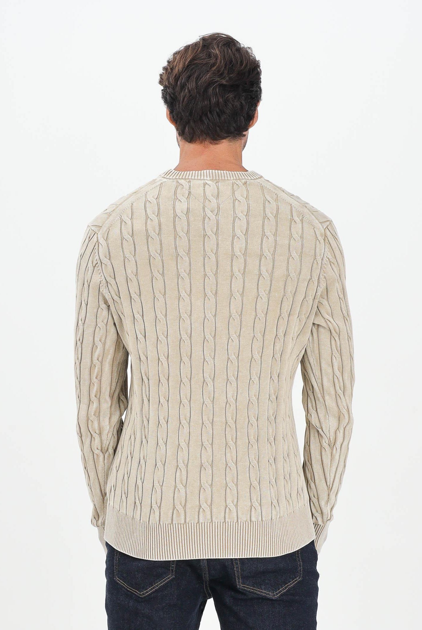 TOMMY HILFIGER Maglioncino girocollo beige da uomo MW0MW39524RBT . TOMMY HILFIGER