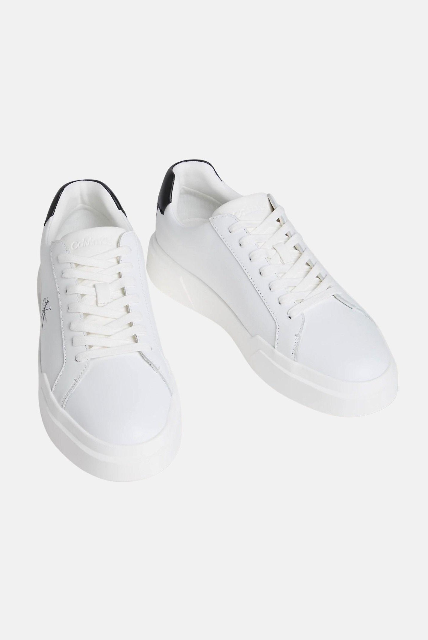 CALVIN KLEIN JEANS Sneakers in pelle con logo, colore brand White/Black/White corrispondente al bianco e nero, da uomo. YM0YM01344 06X CALVIN KLEIN JEANS