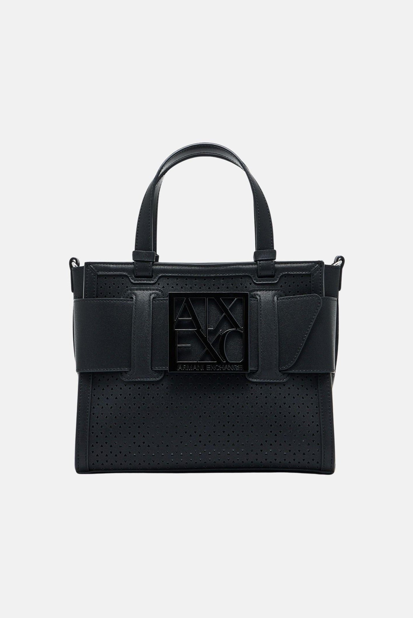 ARMANI EXCHANGE Borsa a mano nera da donna con fibbia logo XW000392AF22626 UC001 ARMANI EXCHANGE