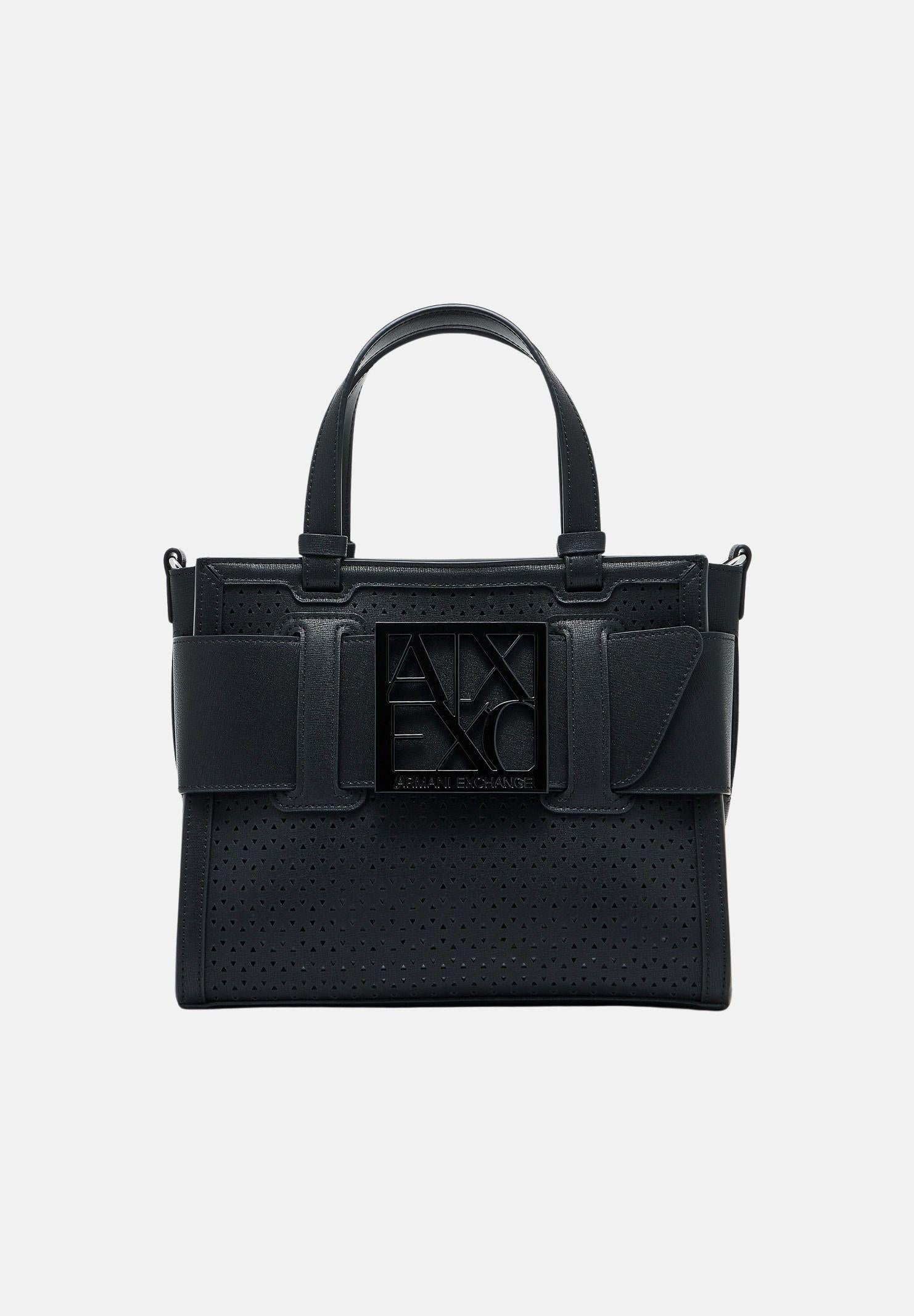 ARMANI EXCHANGE Borsa a mano nera da donna con fibbia logo XW000392AF22626 UC001 ARMANI EXCHANGE