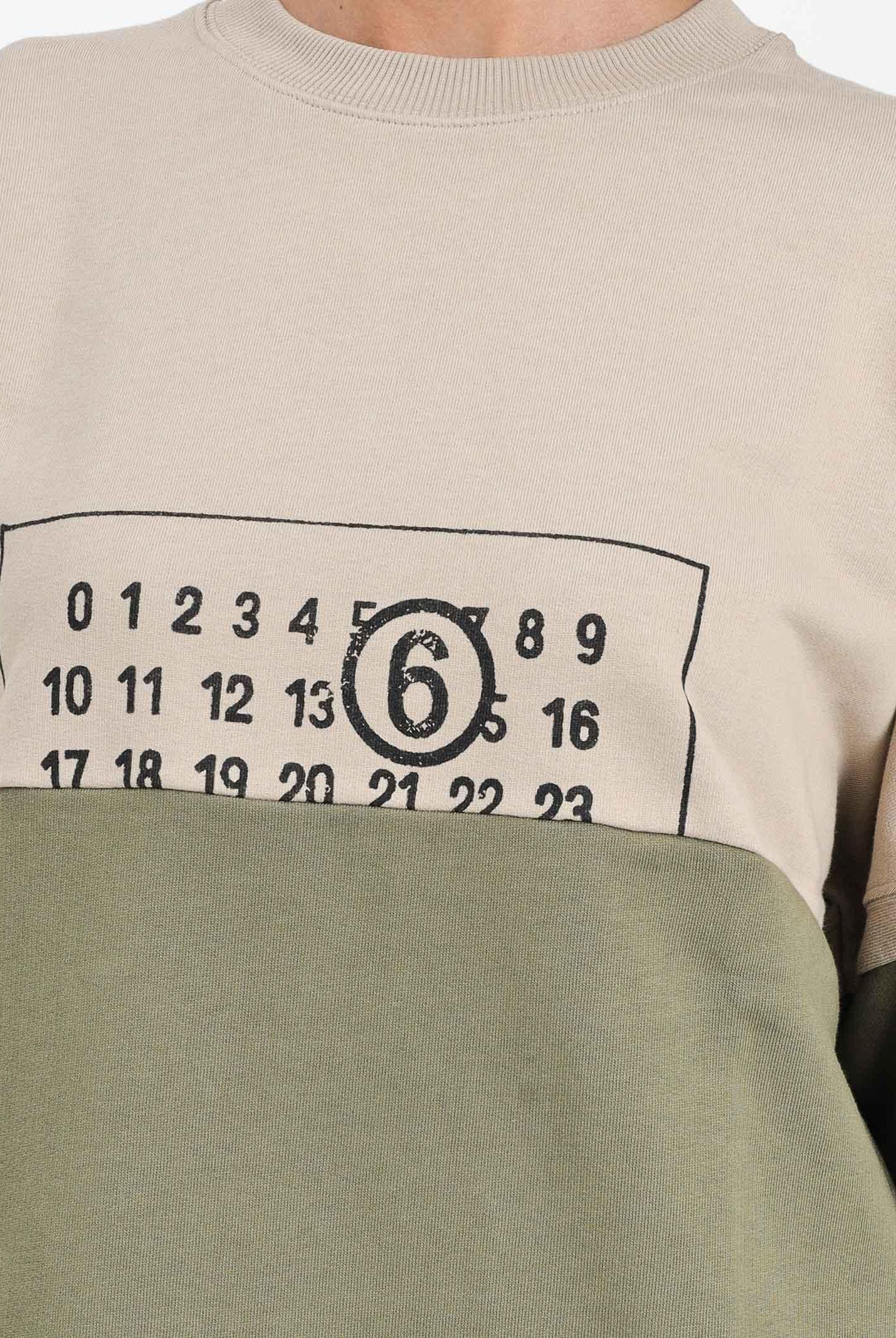 MAISON MARGIELA Felpa girocollo beige e verde per donna, ragazzi e bambini caratterizzata da una costruzione re-cut M60870MM04H M6C38 MAISON MARGIELA