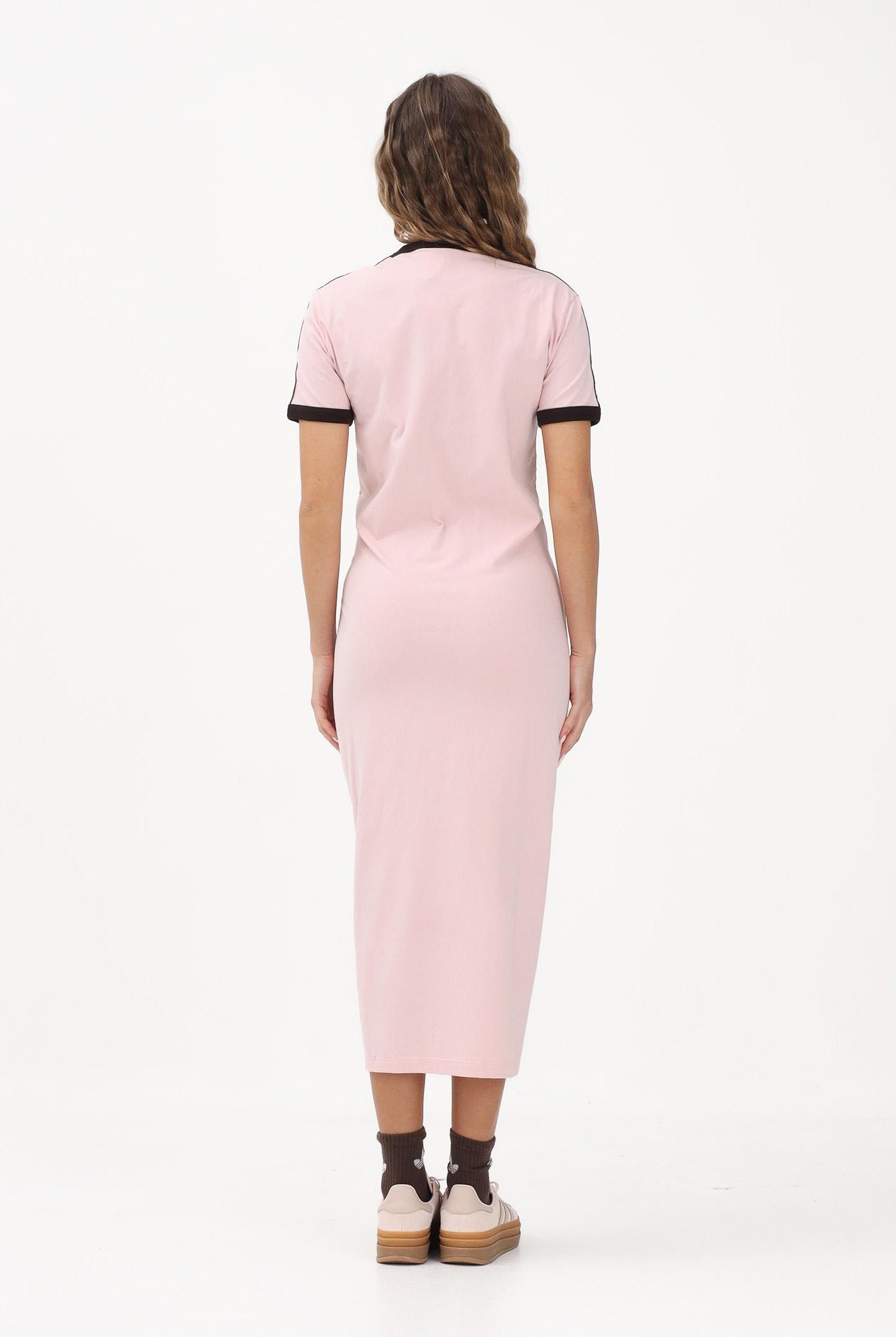 ADIDAS ORIGINALS Abito midi Slim 3-Stripes rosa e marrone da donna KC9014 . ADIDAS ORIGINALS