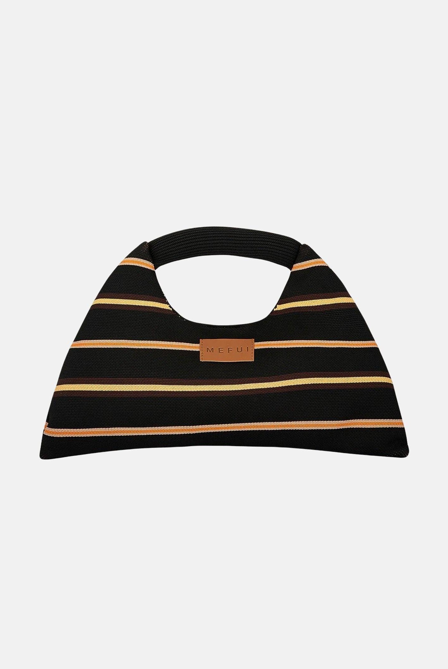 ME FUI Borsa a mano nera da donna con motivo a righe MA26-SW0110BK . ME FUI