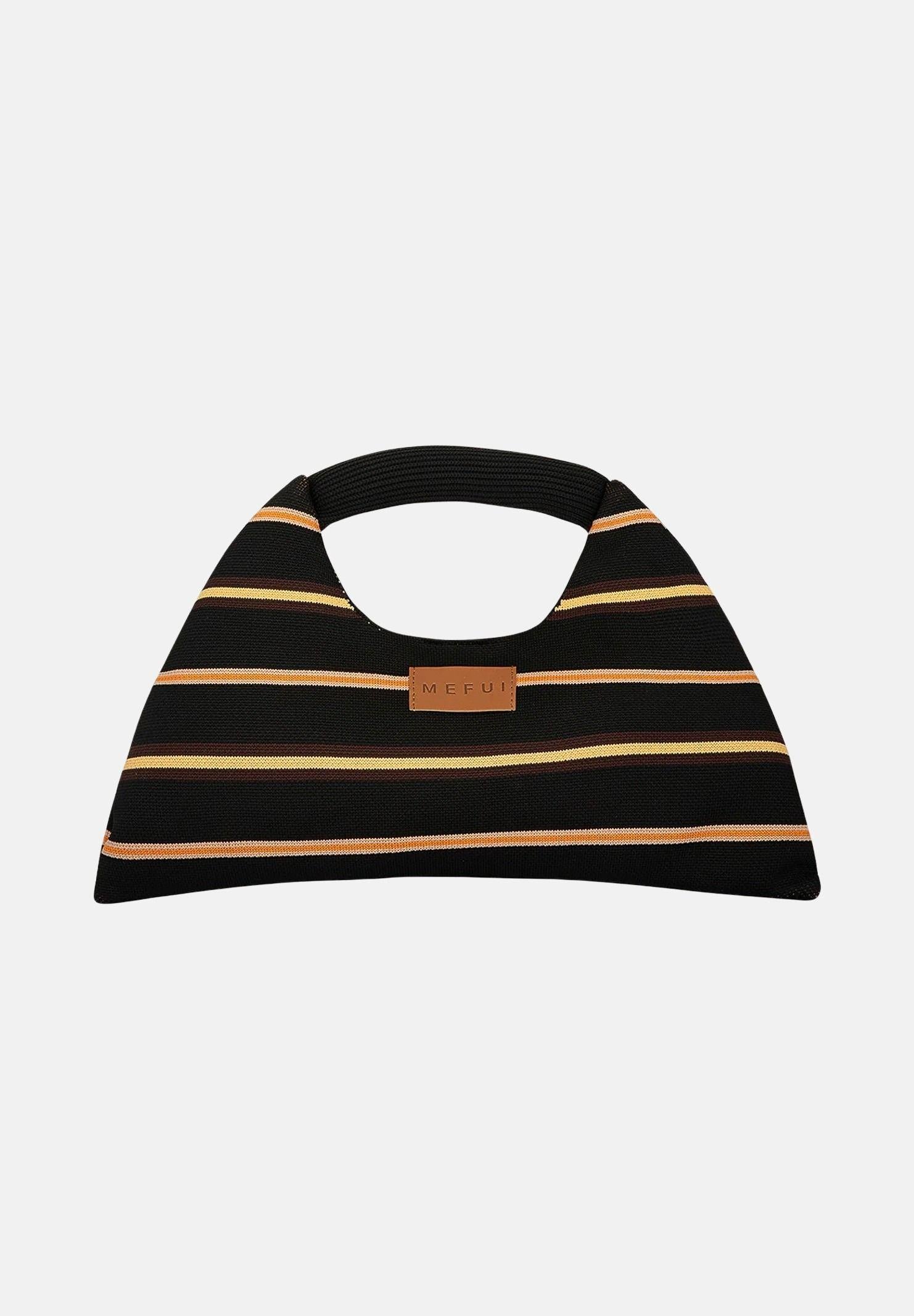 ME FUI Borsa a mano nera da donna con motivo a righe MA26-SW0110BK . ME FUI