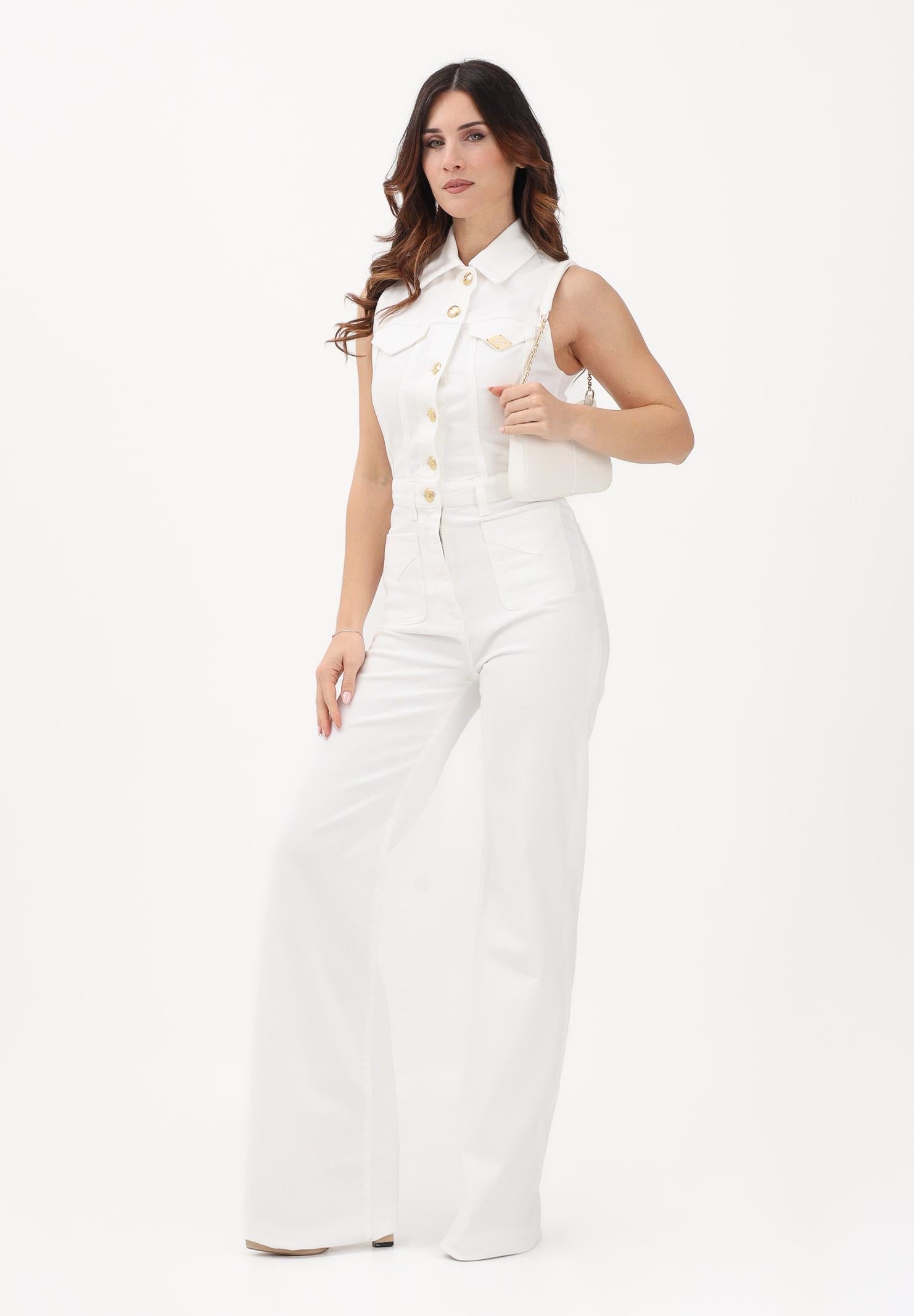 ELISABETTA FRANCHI Tuta in denim avorio da donna TJ45N61E2 360 ELISABETTA FRANCHI