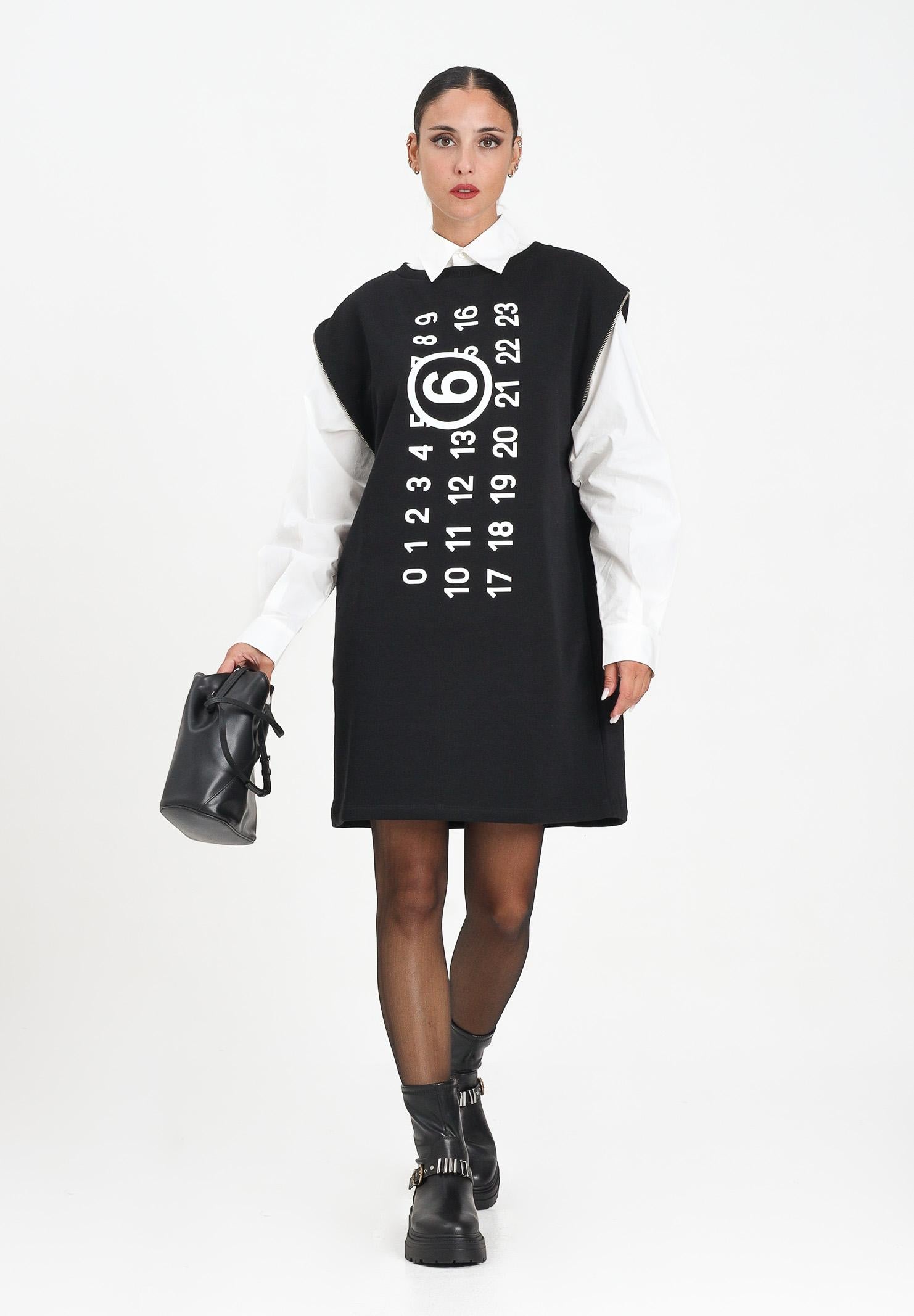 MAISON MARGIELA Abito corto nero per donna e ragazze con maxi logo M60850MM02X M6900 MAISON MARGIELA