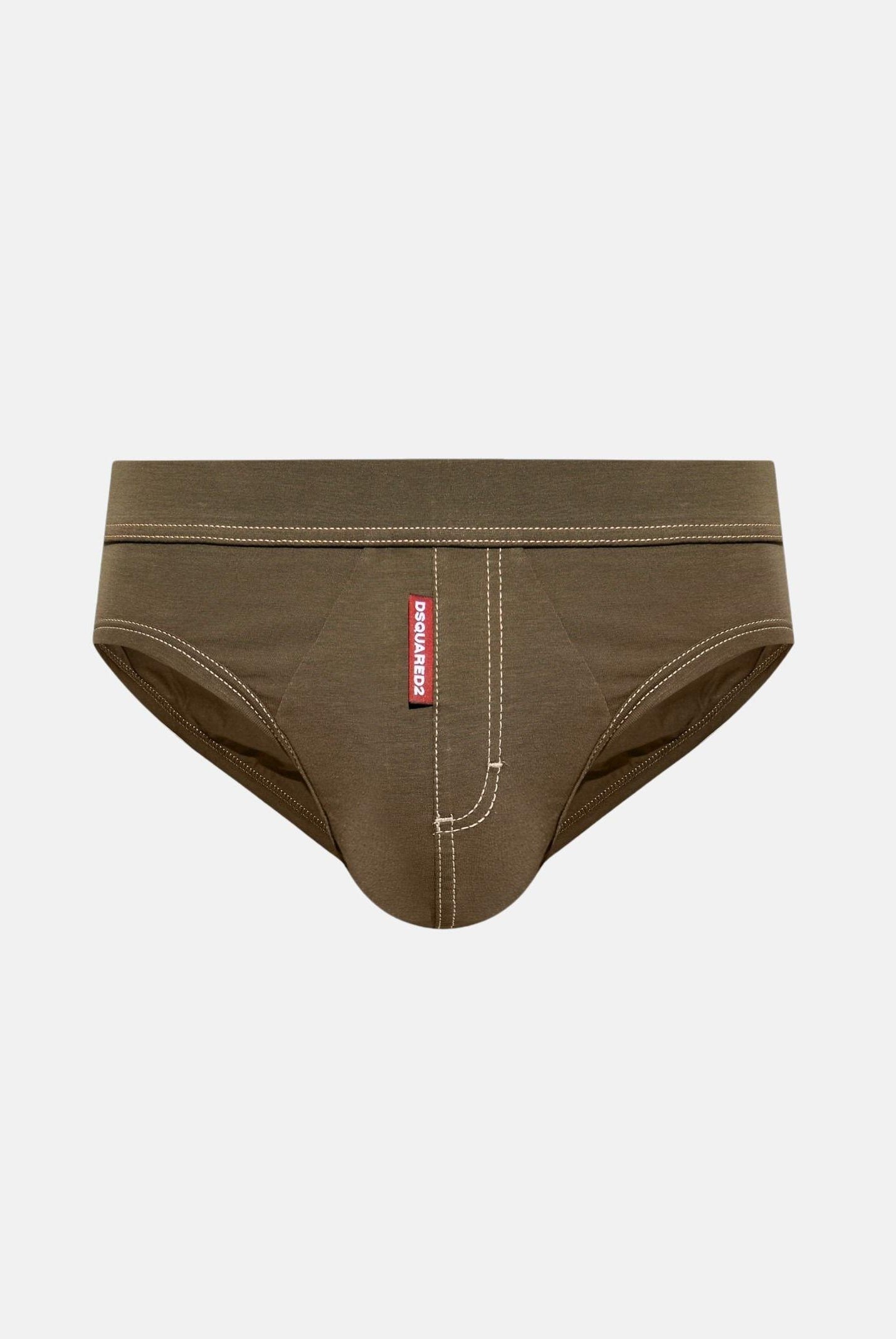 DSQUARED2 Slip verde militare da uomo con etichetta logo D9L806260 302 DSQUARED2