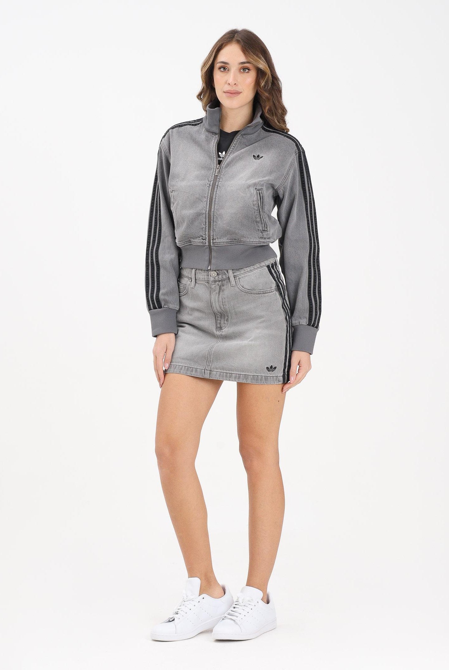 ADIDAS ORIGINALS Gonna di jeans Adicolor 3-Stripes grigia da donna JW2657 ADIDAS ORIGINALS