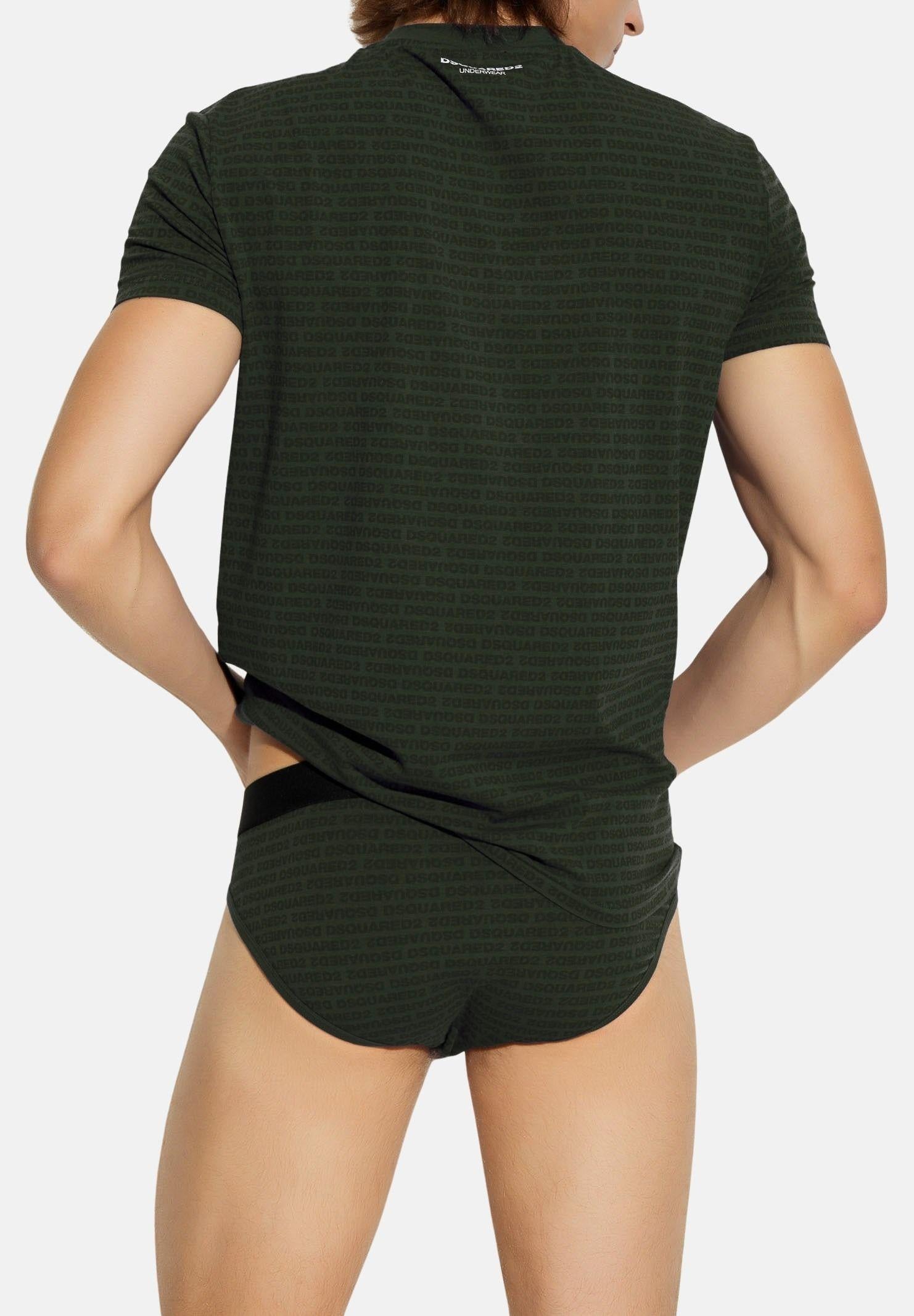 DSQUARED2 Slip verde militare da uomo con micro-logo D9H136050S 302 DSQUARED2