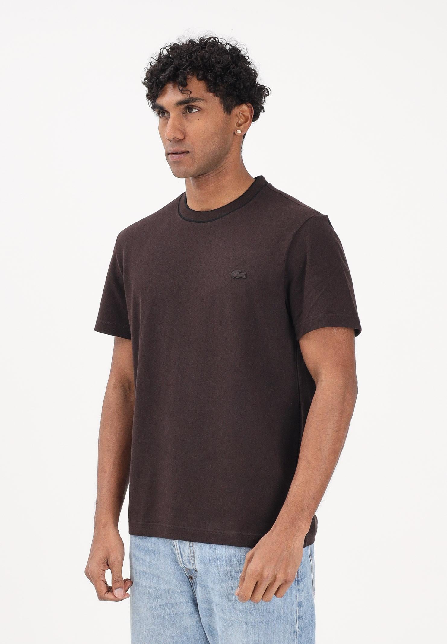 LACOSTE T-shirt a manica corta Made in France marrone da uomo TH8174 3LA LACOSTE