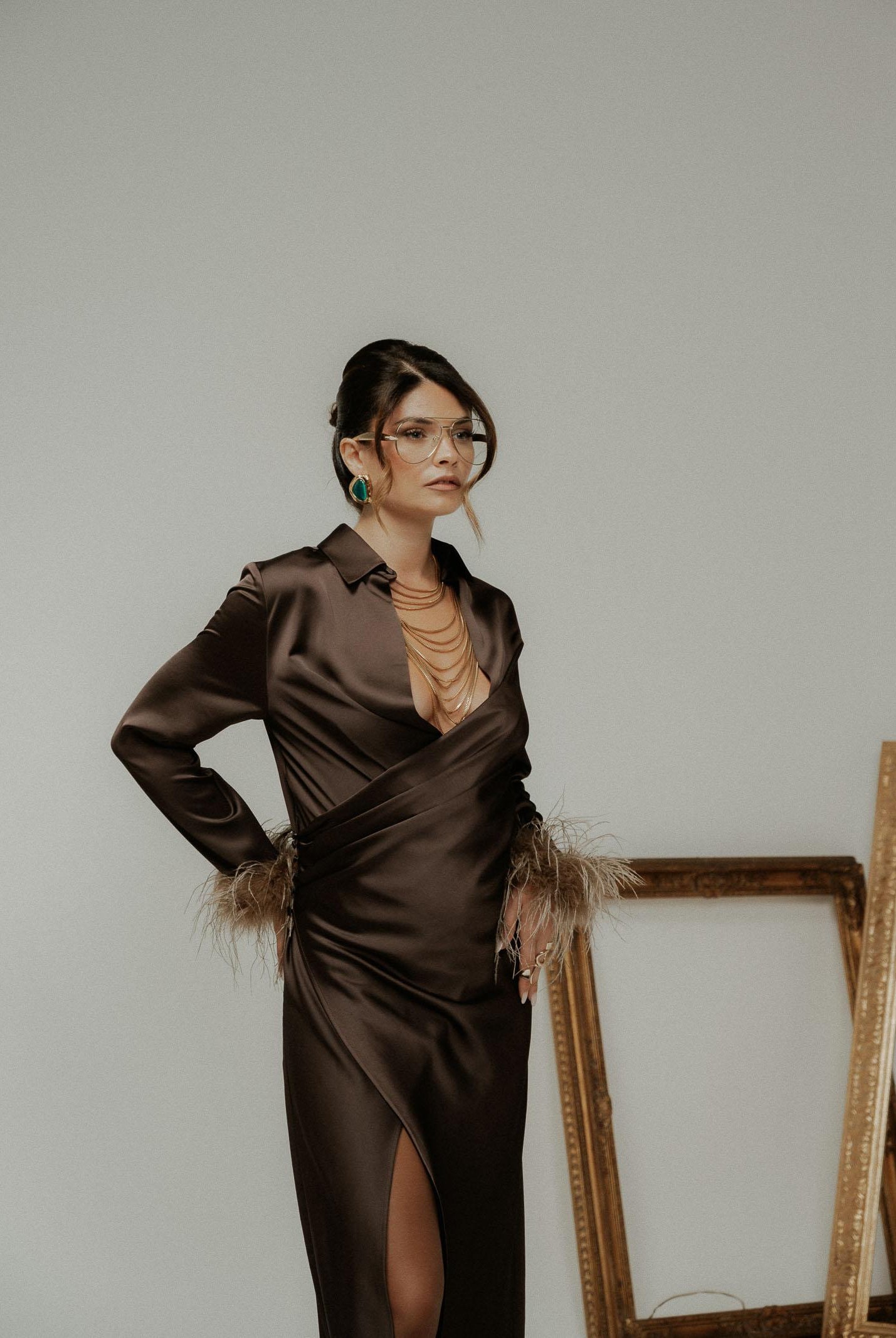 SANTAS Abito lungo DIVINE marrone da donna PV2614 MA SANTAS