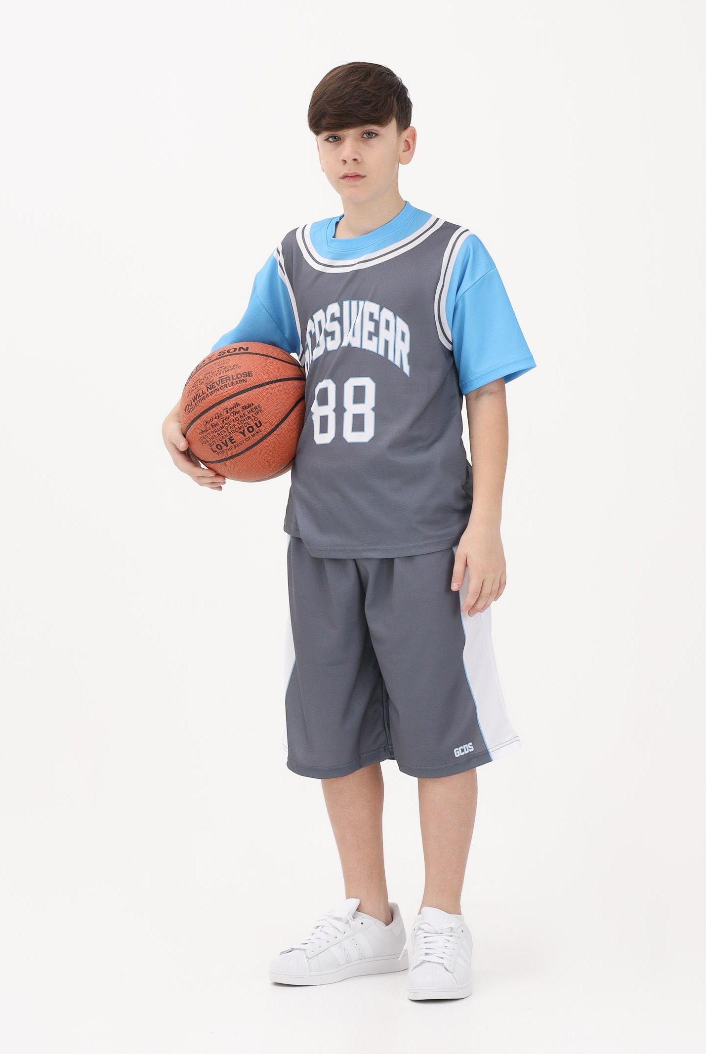 GCDS Shorts grigio per donna, ragazzi e bambini con logo C1BJQL707J338 955A GCDS