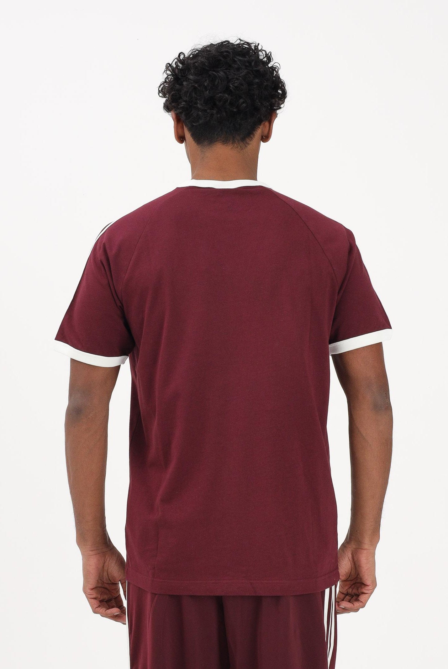 ADIDAS ORIGINALS T-shirt a manica corta 3 STRIPES bordeaux da uomo KQ9639 . ADIDAS ORIGINALS