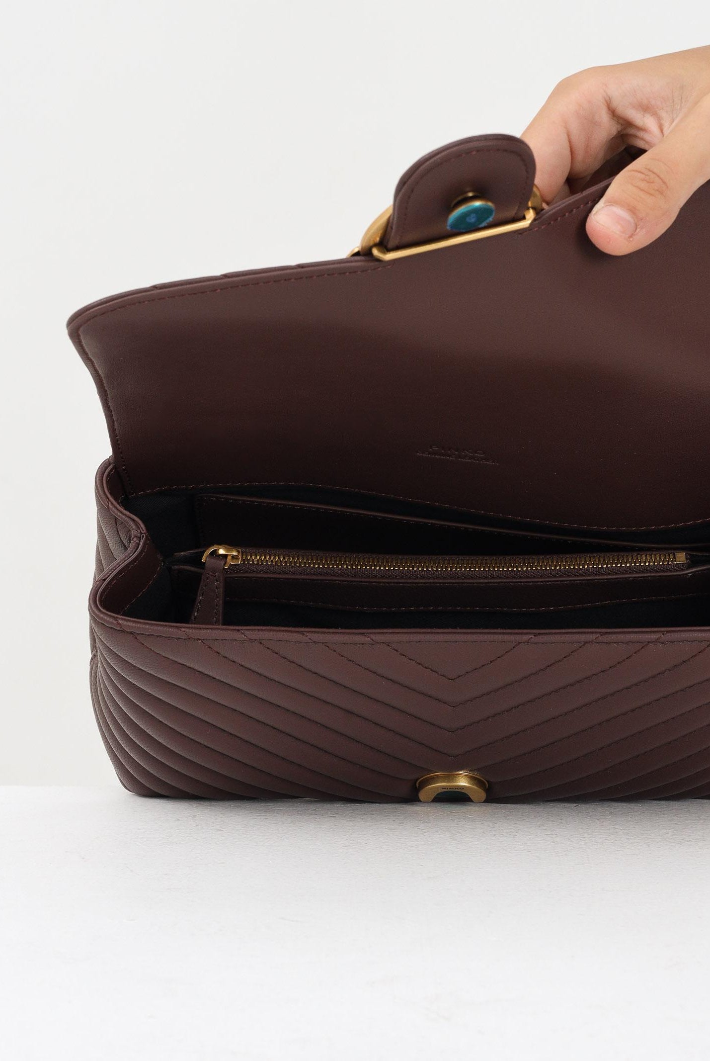 PINKO Borsa a mano Classic Love Bag Puff da donna in nappa trapuntata marrone 100043A0GK L86Q PINKO