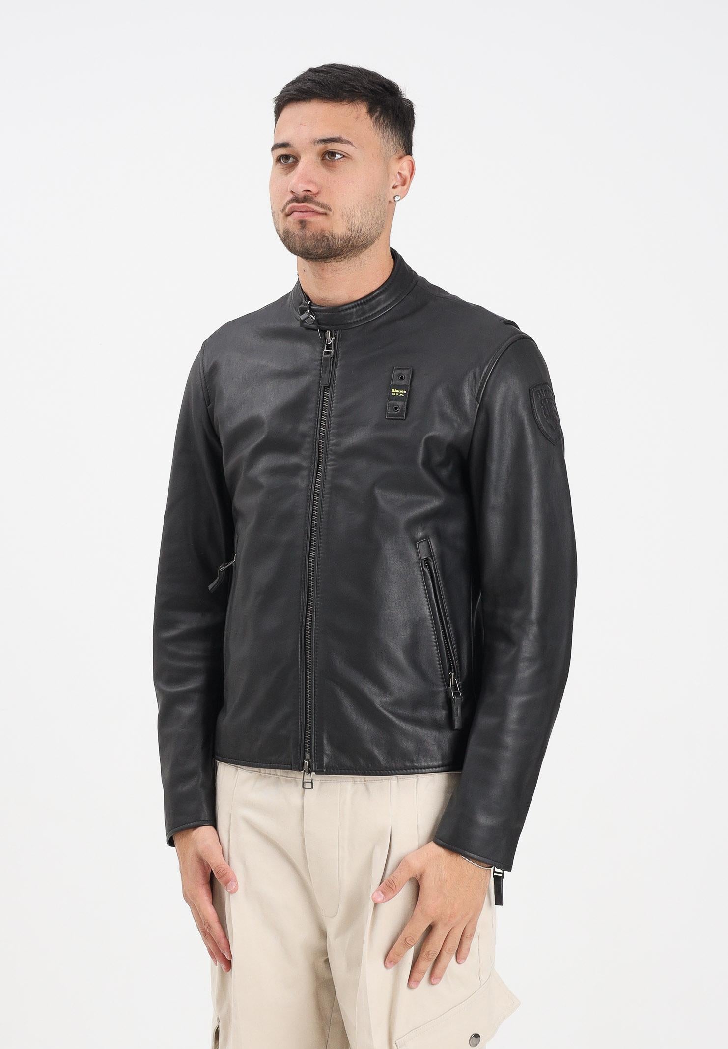 BLAUER Giubbotto di pelle RIPLEY nero da uomo 25WBLUL02318-007340 999 BLAUER