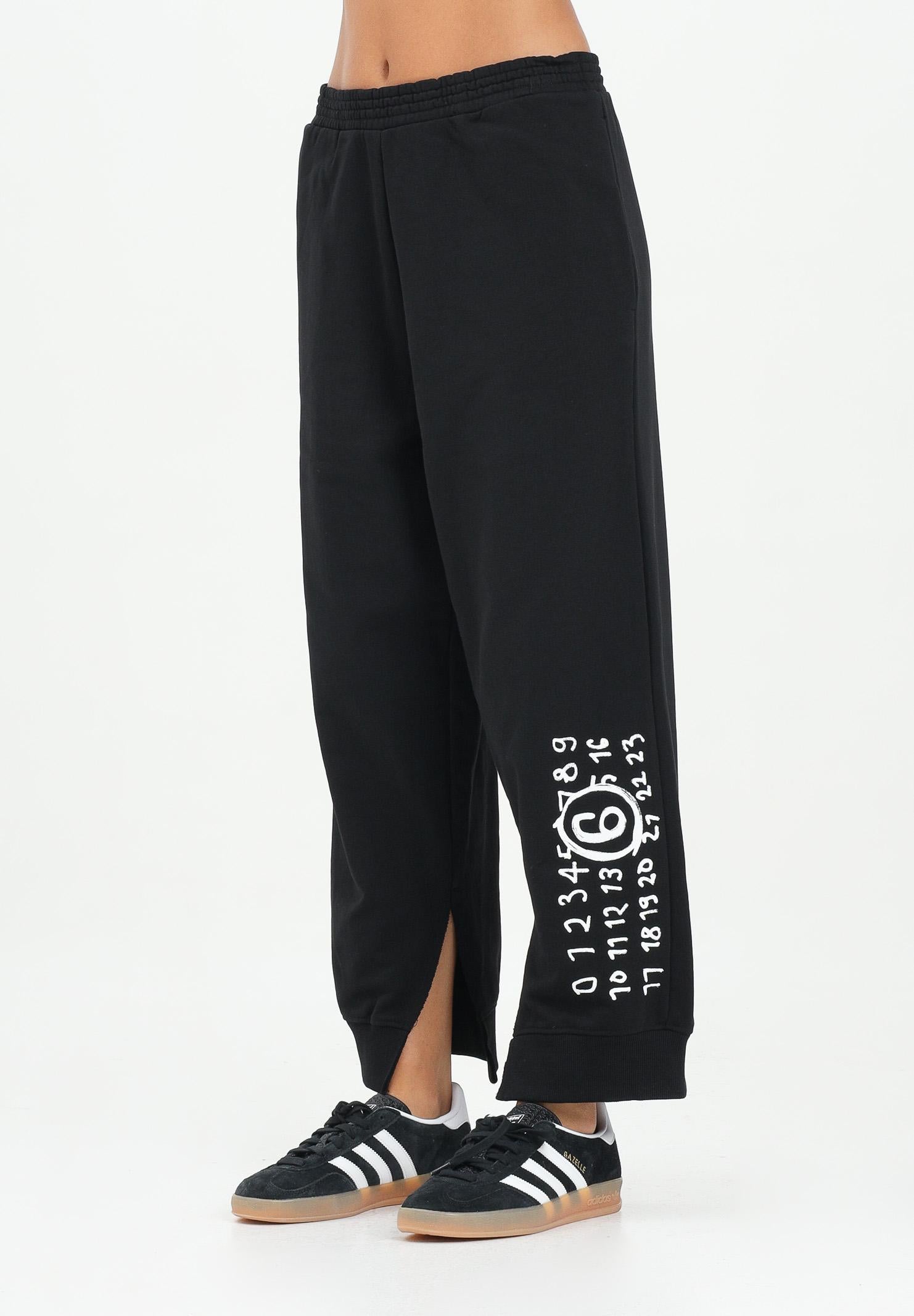 MAISON MARGIELA Pantalone sportivo nero per donna, ragazzi e bambini con spacchetti interni alla caviglia M60895MM02X M6900 MAISON MARGIELA