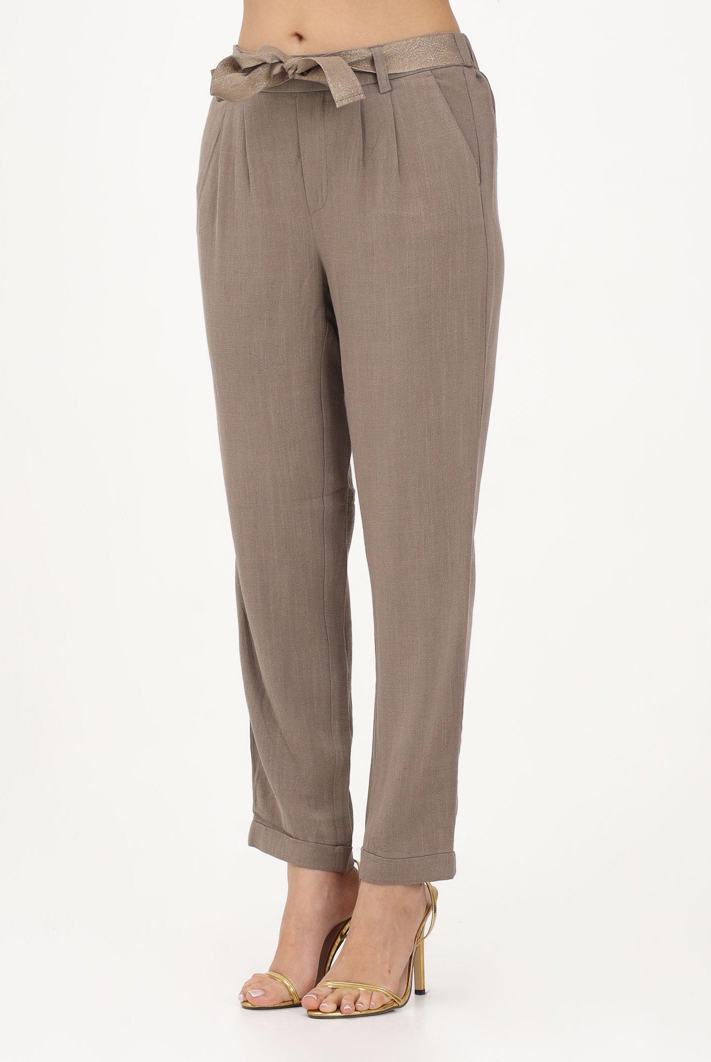 ONLY Pantalone marrone da donna con cintura coordinata 15367751 WA ONLY