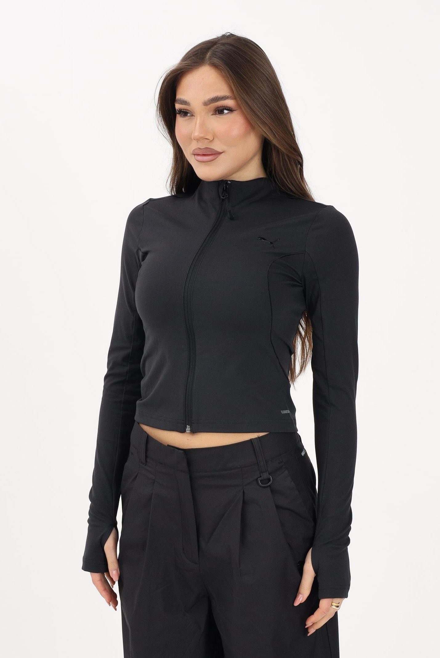 PUMA Felpa con zip PUMATECH SENSE nera da donna 634573 01 PUMA