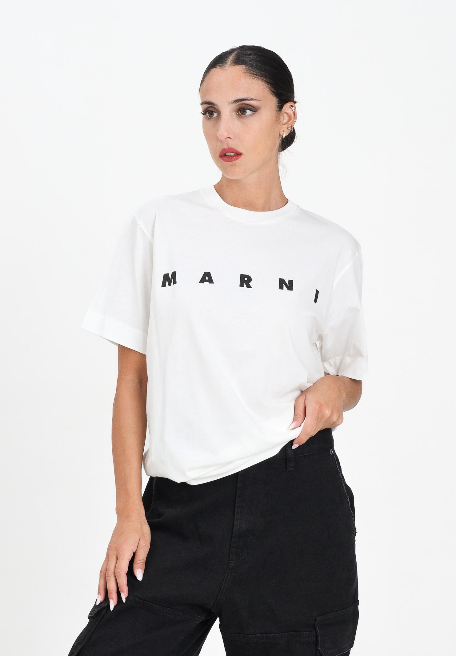 MARNI T-shirt a manica corta bianca per donna, ragazzi e bambini con logo istituzionale M002MVM00RF 0M114 MARNI