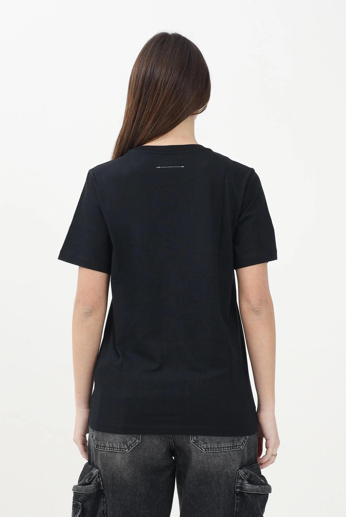 MAISON MARGIELA T-shirt a manica corta nera per donna, ragazzi e bambini con logo MM6 M60807MM04I NE MAISON MARGIELA