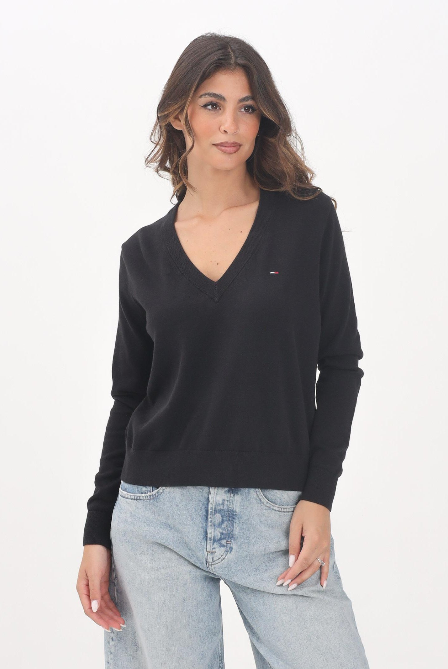 TOMMY JEANS Maglioncino nero da donna con logo DW0DW19888BDS TOMMY JEANS