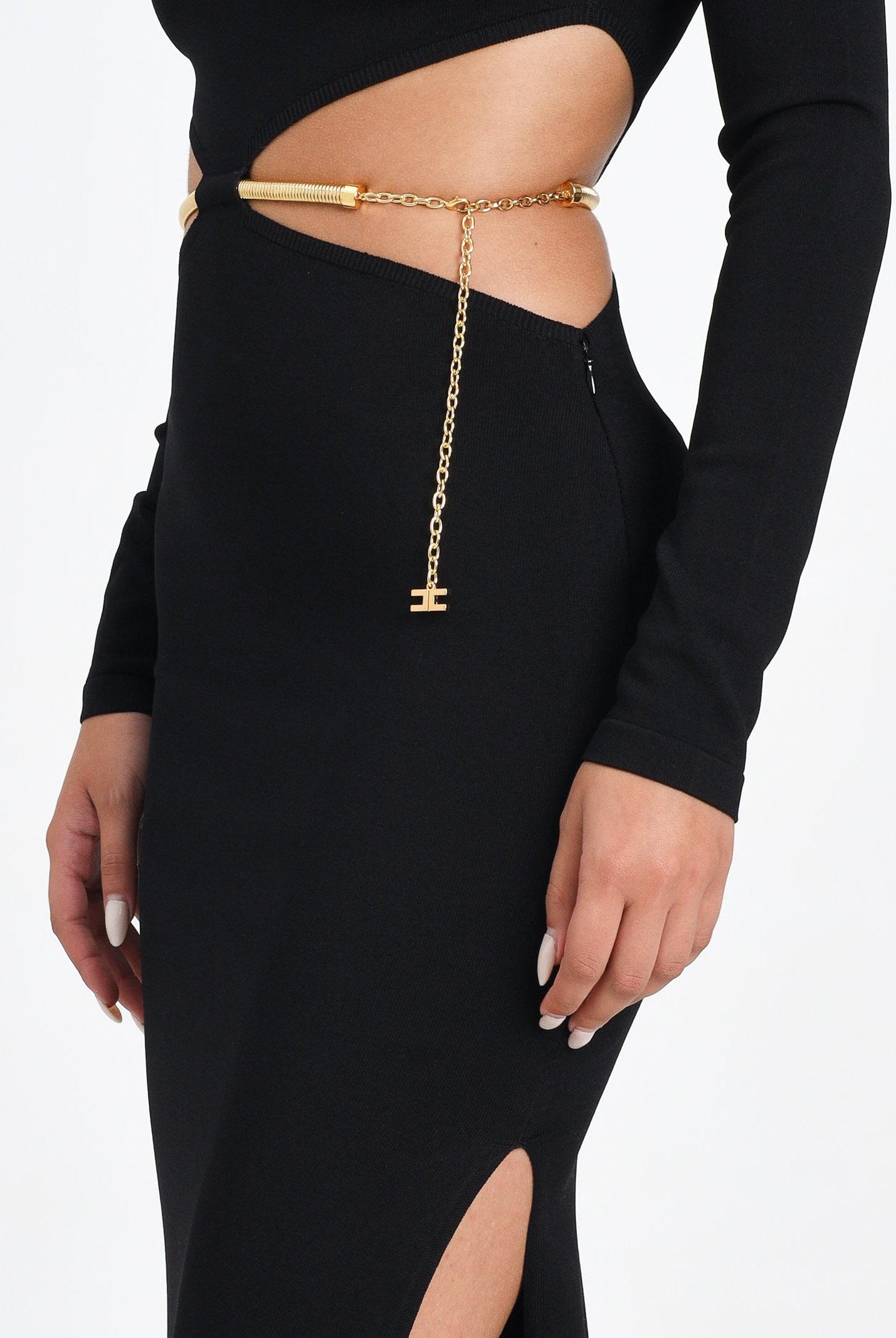 ELISABETTA FRANCHI Abito lungo nero da donna con snake gioiello AM24S56E2 110 ELISABETTA FRANCHI