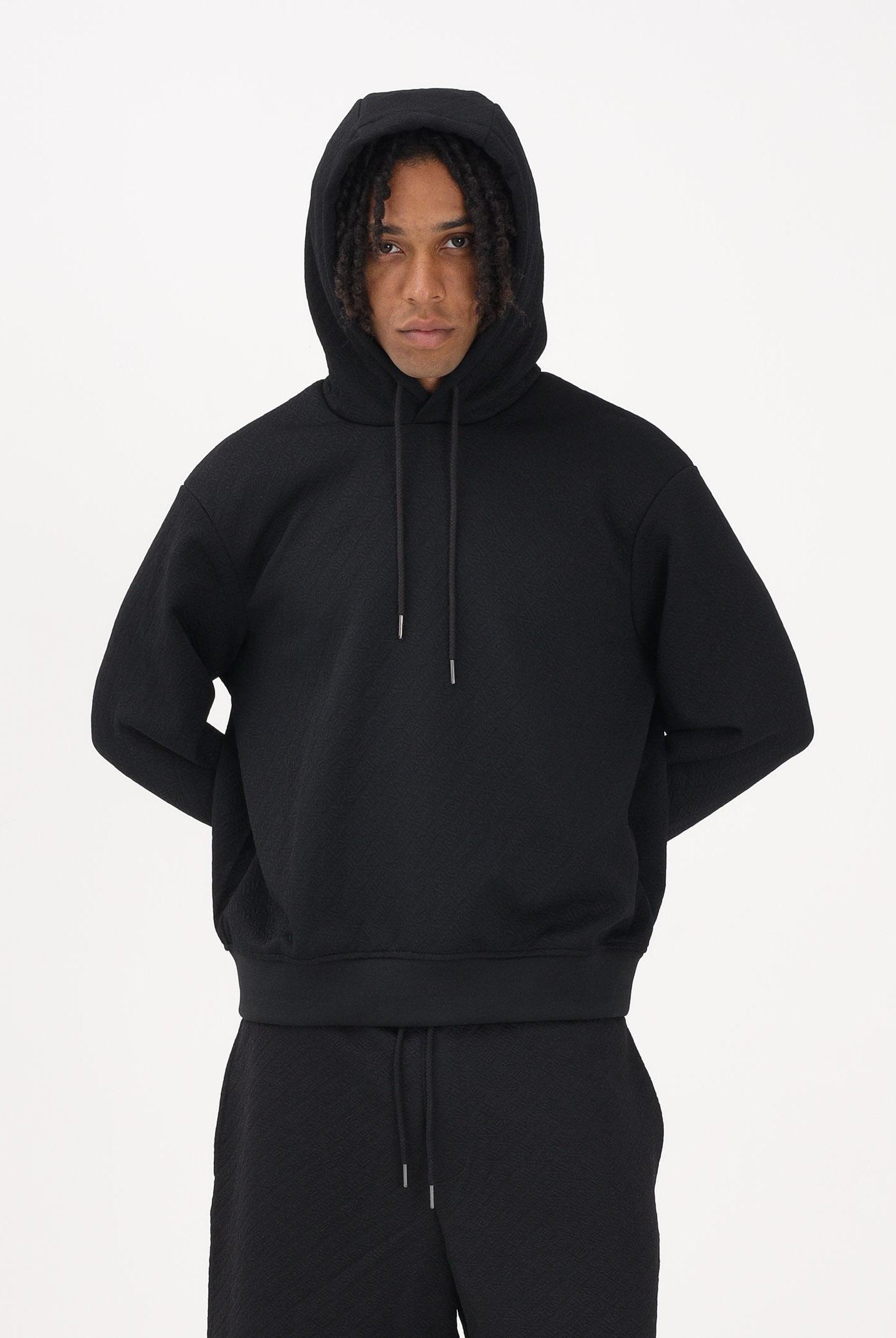 ARMANI EXCHANGE Felpa con cappuccio nera da uomo con texture jacquard XM002344AF21862 UC001 ARMANI EXCHANGE