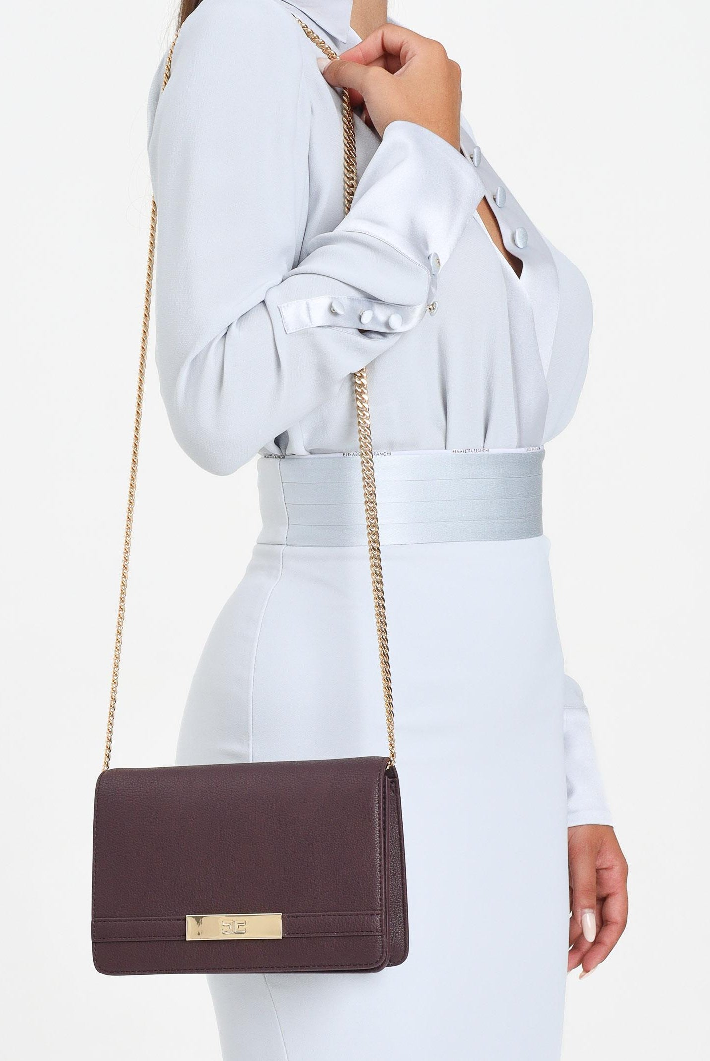 ELISABETTA FRANCHI Pochette bordeaux da donna con catena groumette BS39A56E2 EA4 ELISABETTA FRANCHI