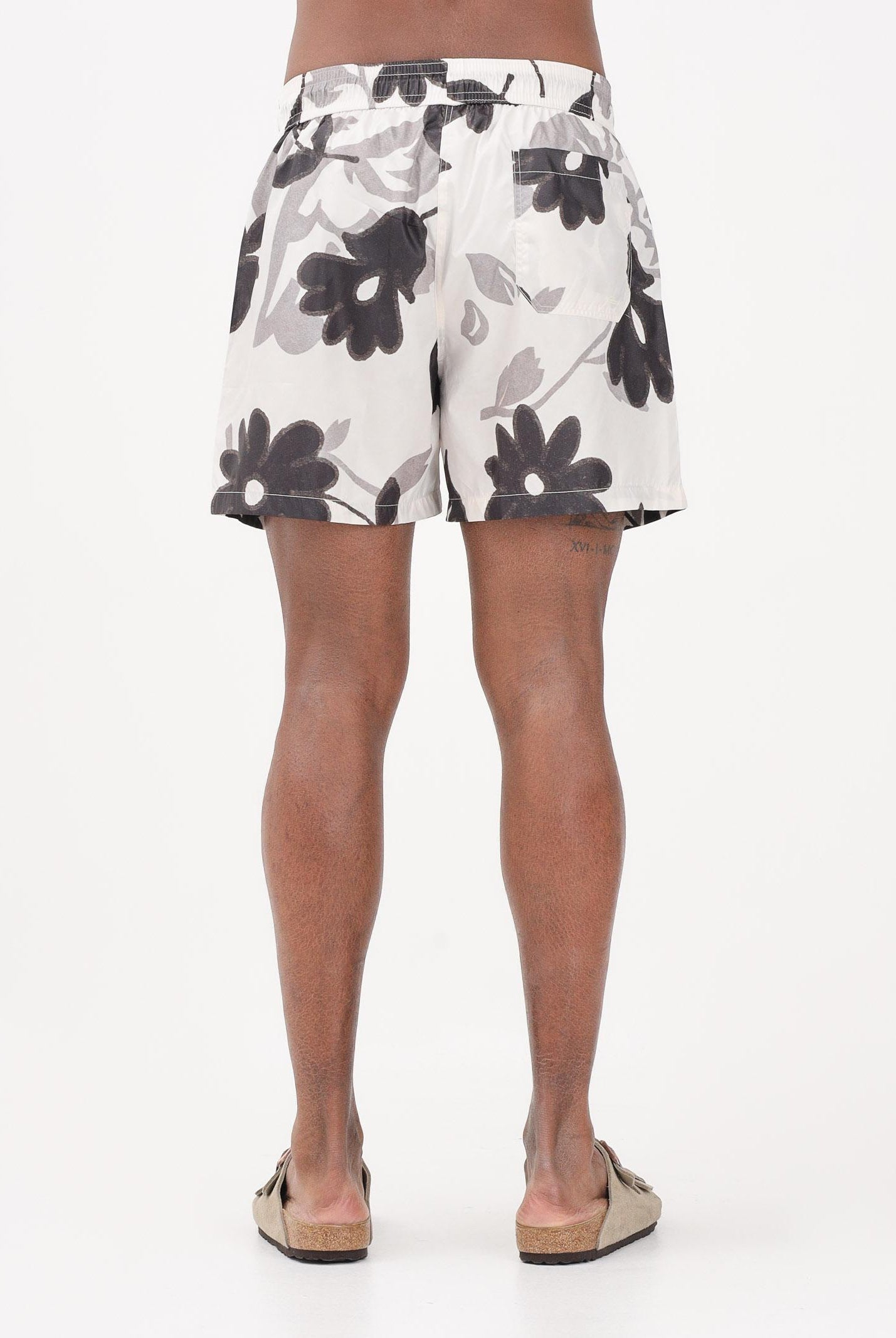 I'M BRIAN Shorts mare bianco da uomo con stampa floreale BC3751 0028 I'M BRIAN