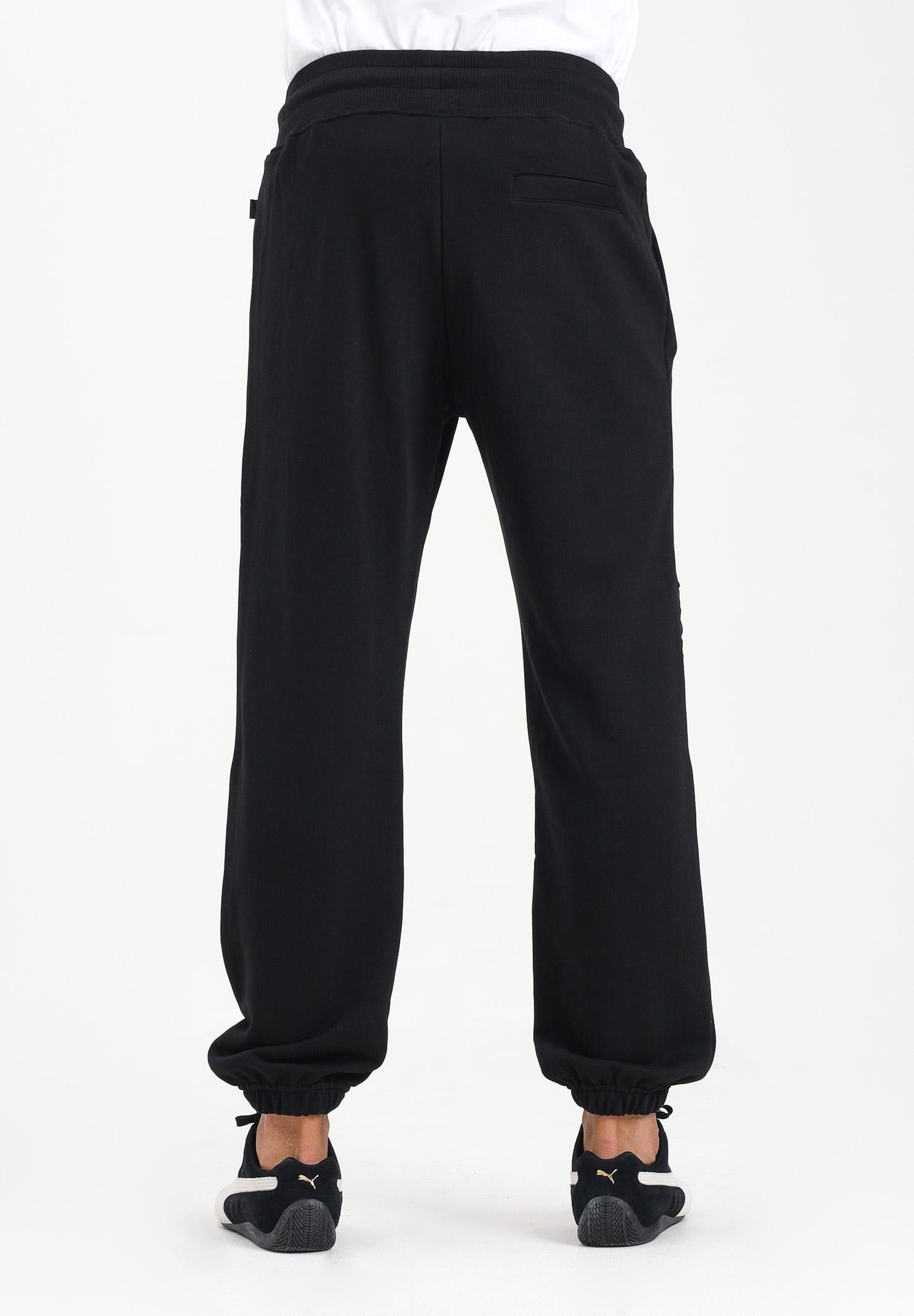 GCDS Pantalone sportivo nero per uomo e donna con inserto e logo B1XM3003JI1 99 GCDS