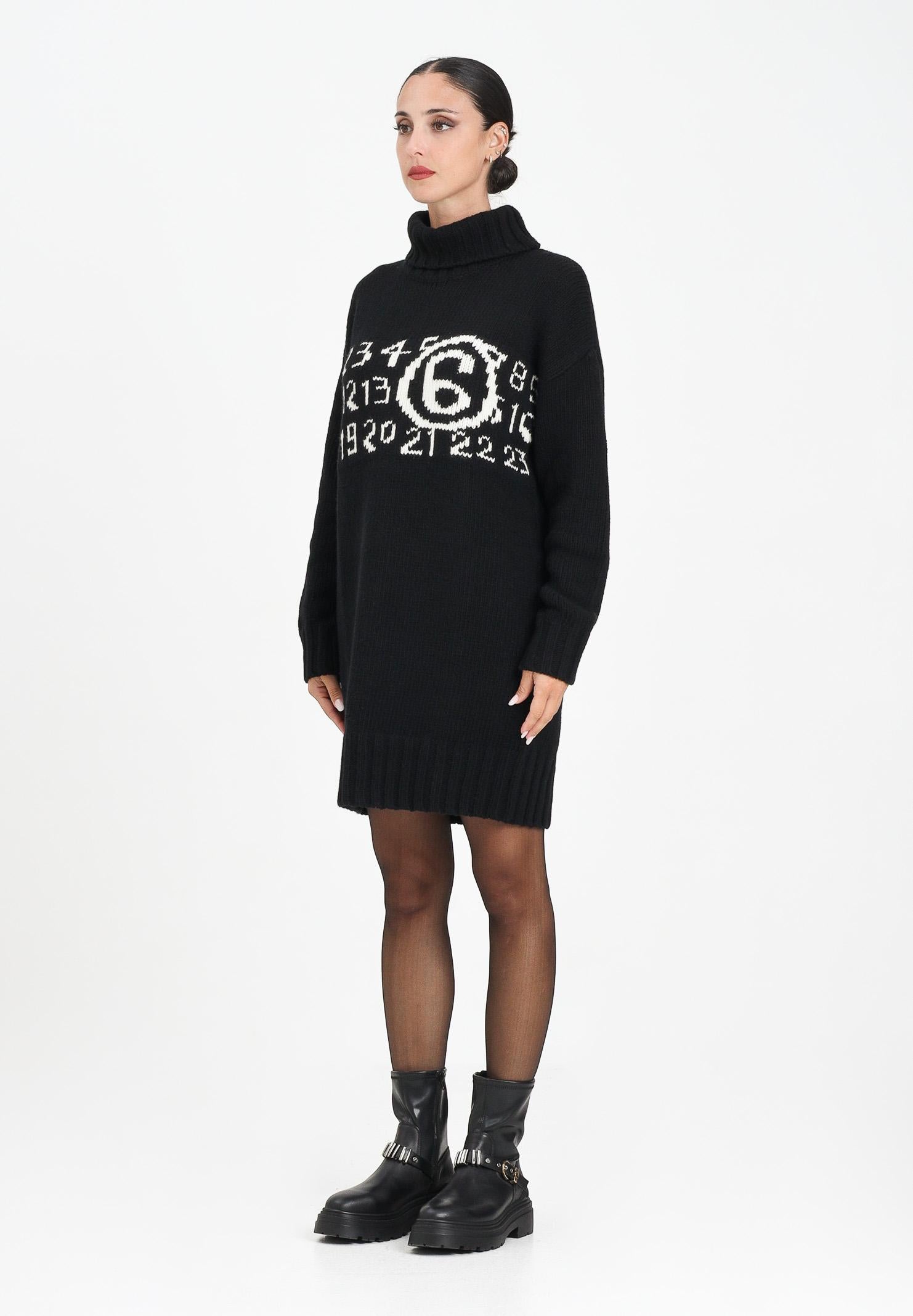 MAISON MARGIELA Abito corto nero per donna e ragazza con maxi logo M60848MM06M M6900 MAISON MARGIELA