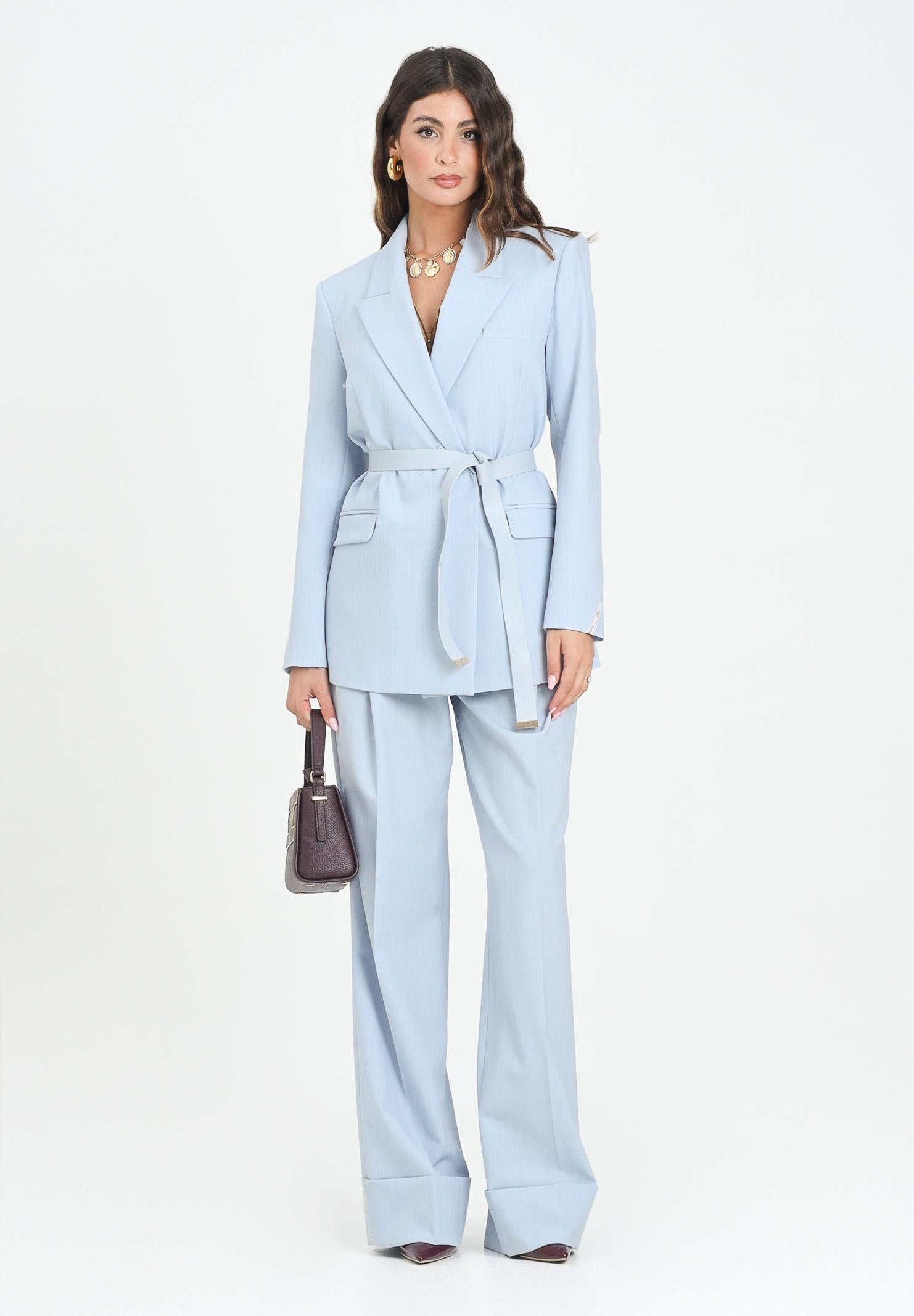 ELISABETTA FRANCHI Tailleur celeste da donna con cintura TP00257E2 EA7 ELISABETTA FRANCHI